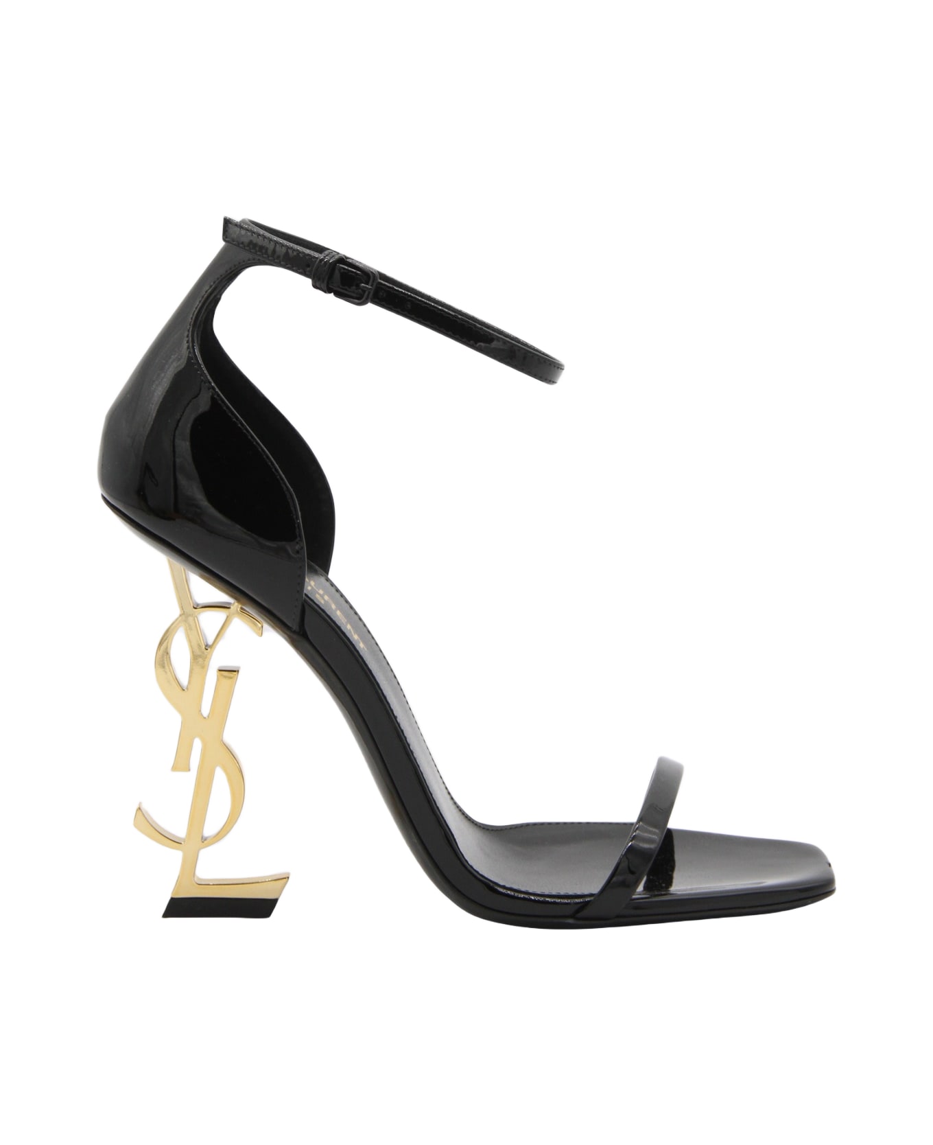 Saint Laurent Black Vynil Opium Sandals - Black