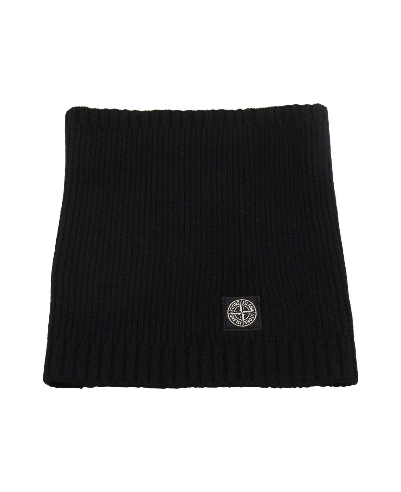 Stone Island Black Wool Scarf - Black