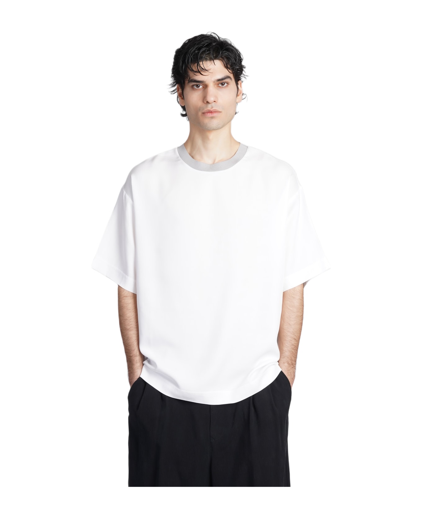 Giorgio Armani Round Neck Oversized Plain T-shirt - white