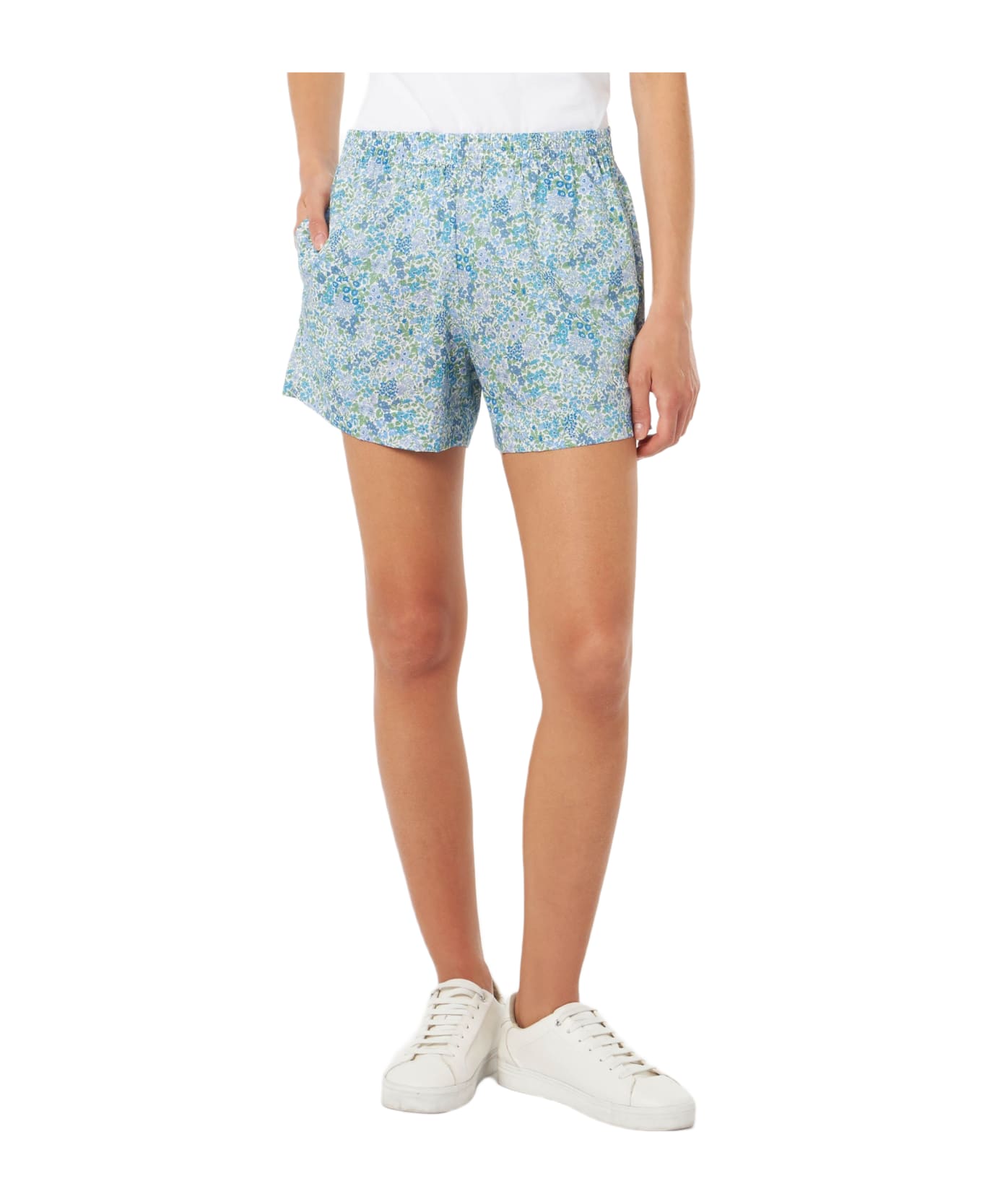 MC2 Saint Barth Woman Cotton Joanna Luise Pull Up Shorts Meave | Made With Liberty Fabric - SKY