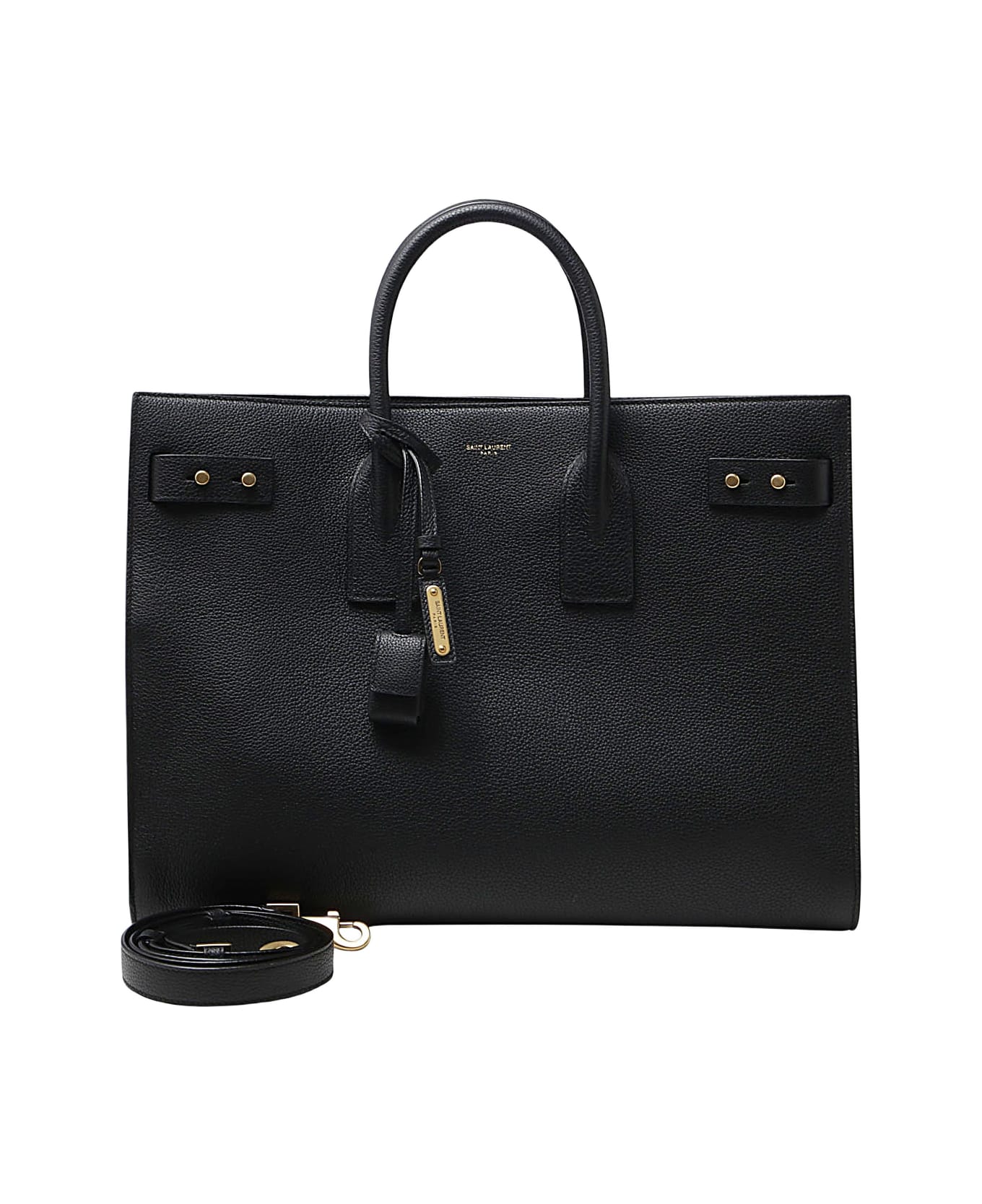 Saint Laurent Black Leather Sac De Jour Top Handle Abg - BLACK