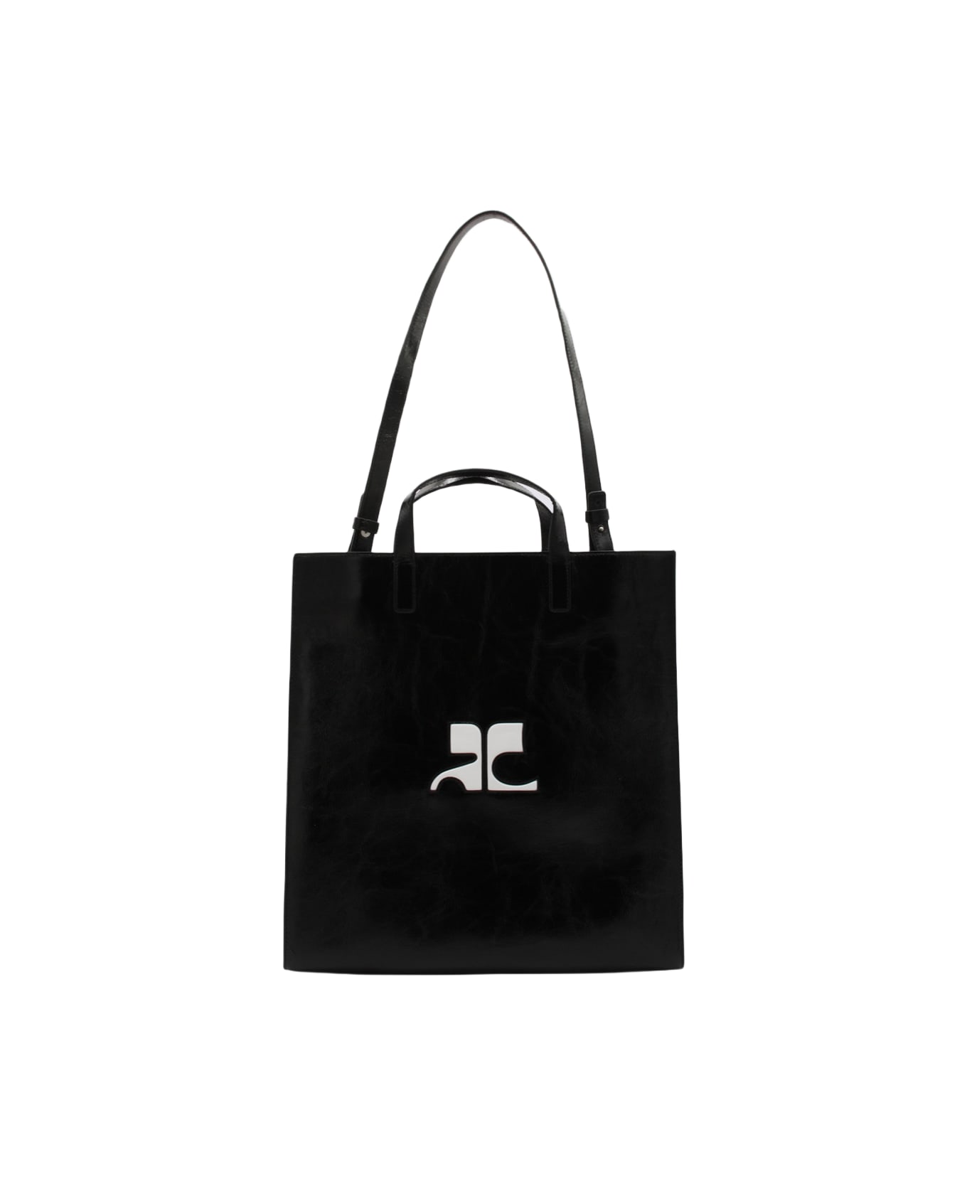 Courrèges Black And White Leather Handle Bag - Black トートバッグ