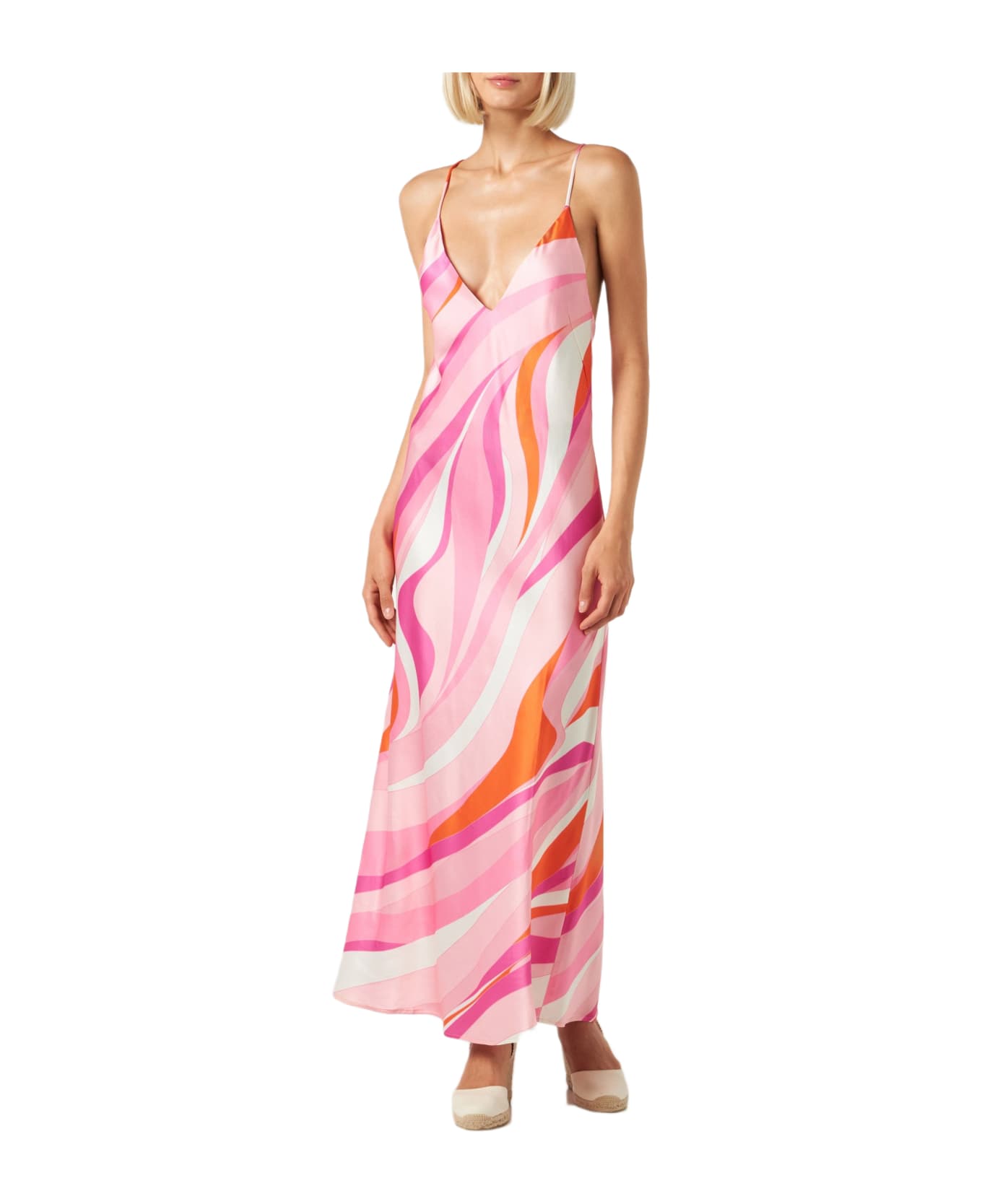 MC2 Saint Barth Woman Slip Dress Eydis With Wave Print - PINK