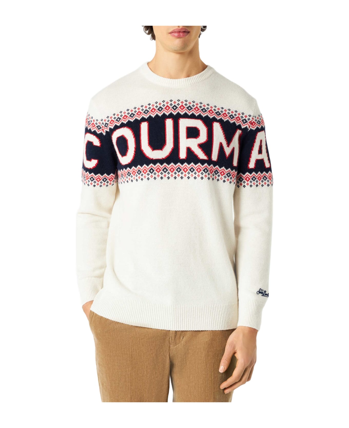 MC2 Saint Barth Man Sweater With Courma Lettering - WHITE