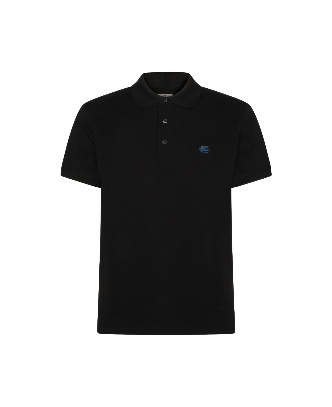 Etro Black Cotton Polo Shirt - Black