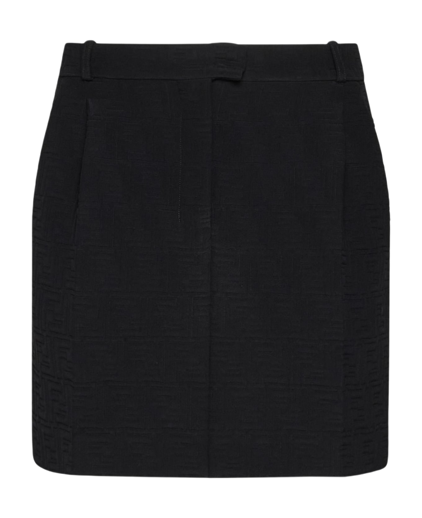 Fendi Ff Jacquard Cotton Miniskirt - Black