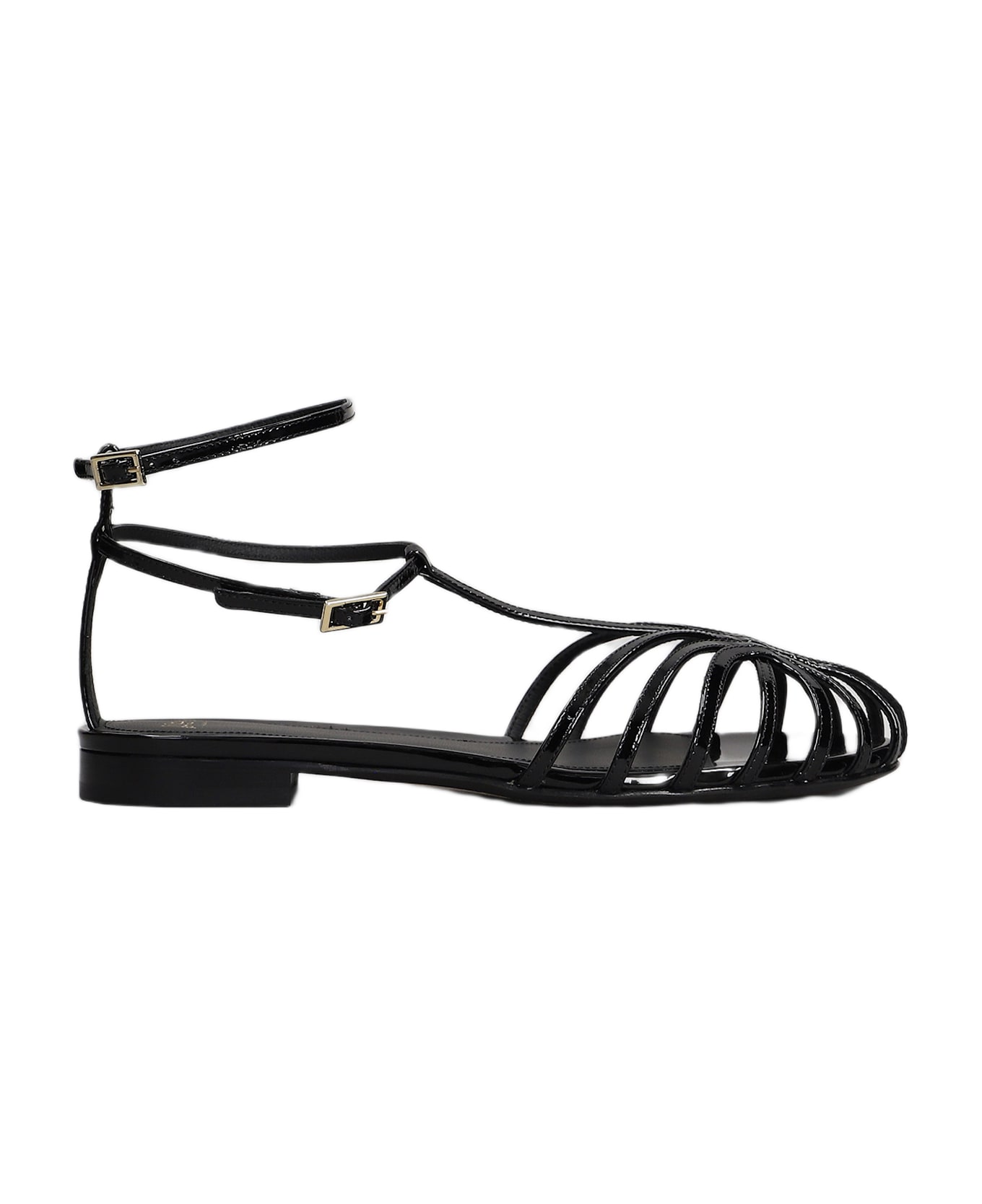 Alevì Elena 010 Flats In Black Leather - black