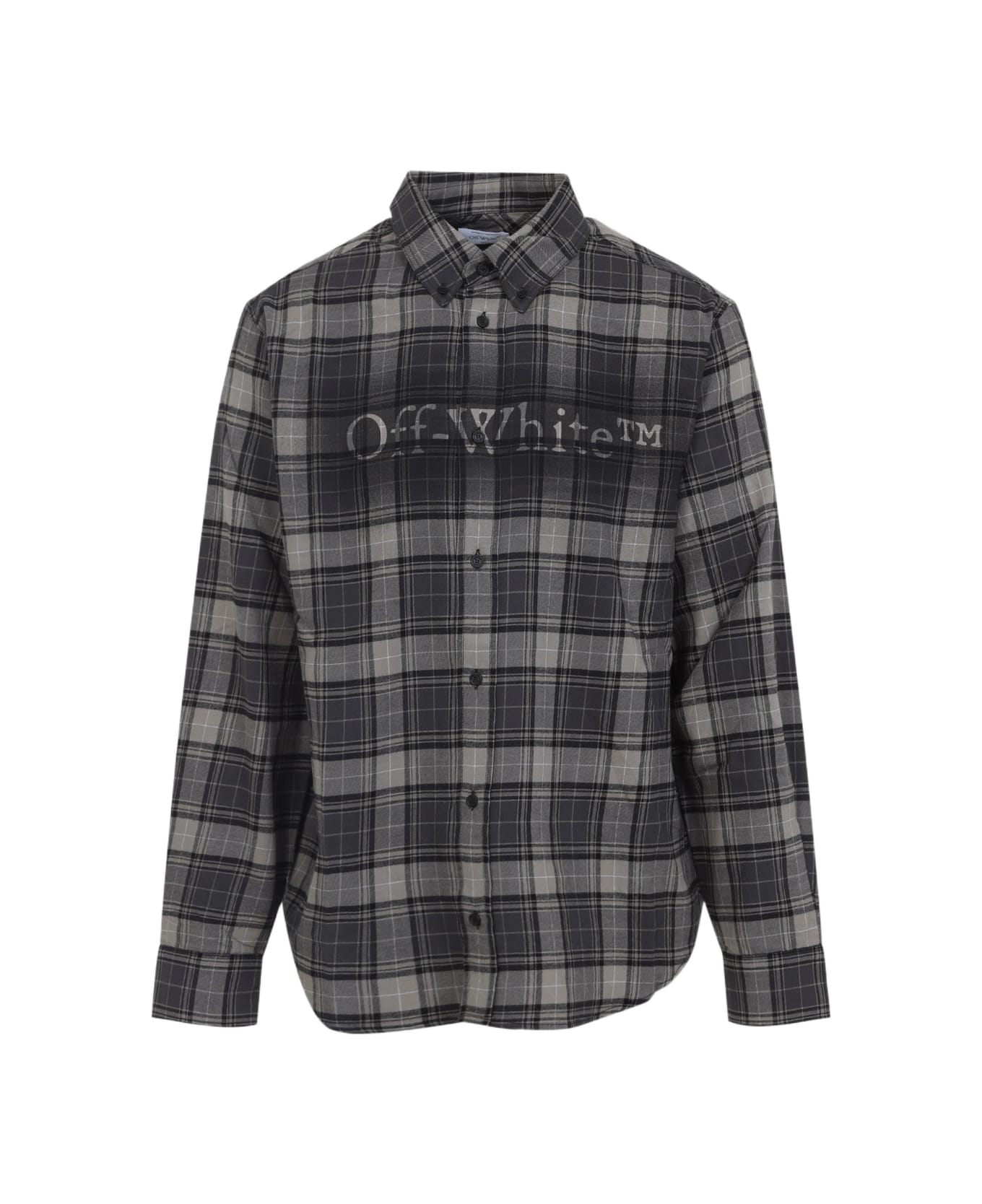Off-White Spray Book Check Flan Reg Shirt - Dark Grey