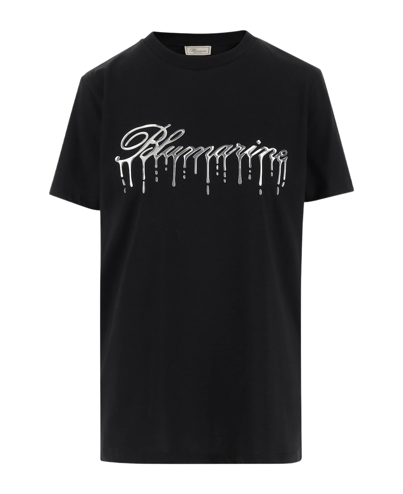 Blumarine Cotton T-shirt With Cast-effect Logo - Black