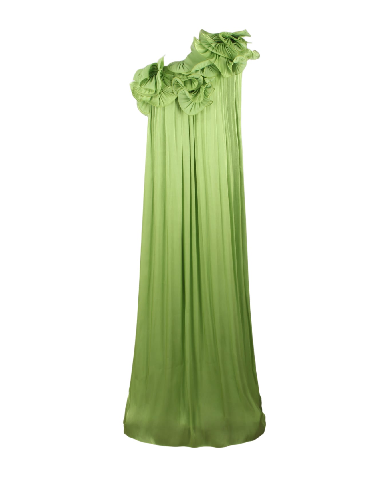 Costarellos Charmain Ruffled Pleated Gown - Green ワンピース＆ドレス