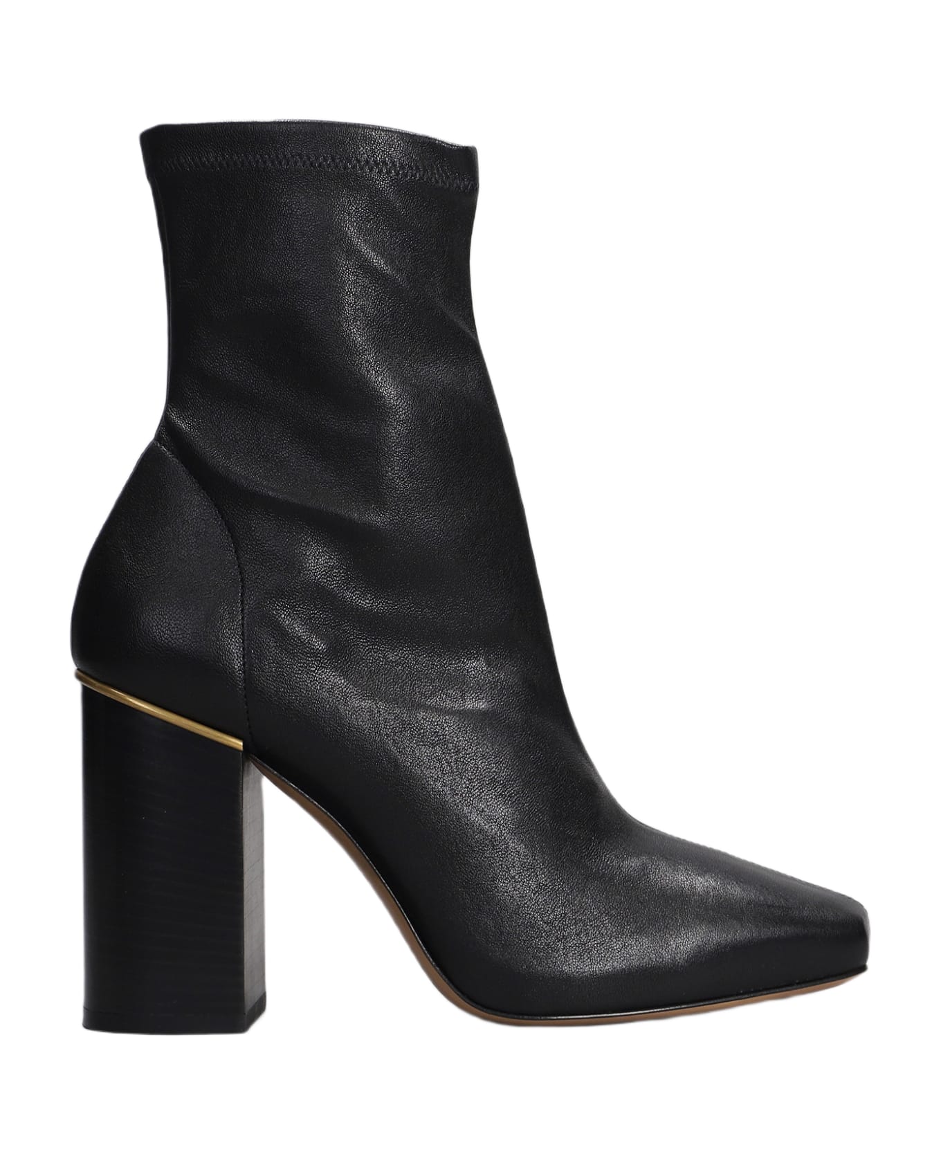 Chloé Ambre High Heels Ankle Boots In Black Leather - black