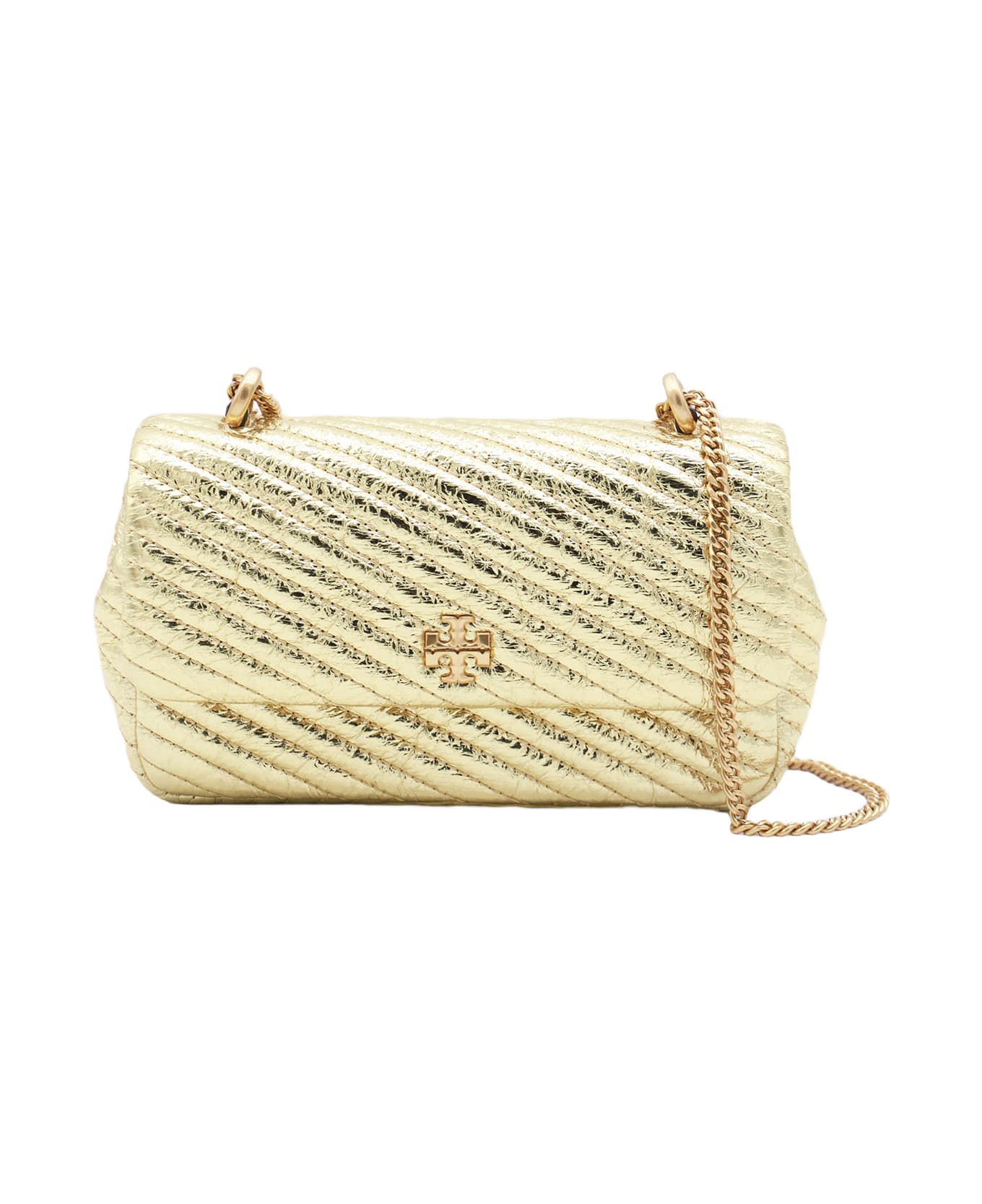 Tory Burch Gold Tone Leather Crossbody Bag - Golden
