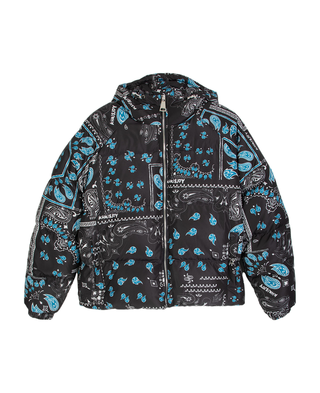 Khrisjoy Hoodie Bomber Bandana Bandana printed black nylon hooded puffer jacket - Hoodie Bomber Bandana - Nero