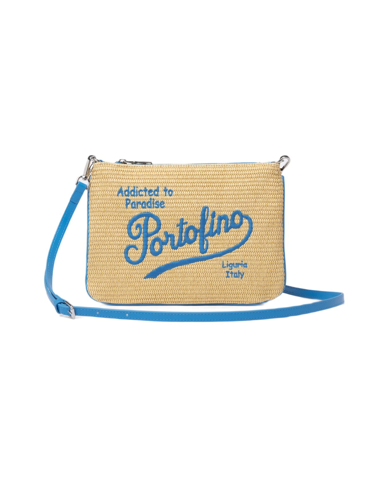 MC2 Saint Barth Parisienne Straw Pouch Bag With Portofino Embroidery - SKY