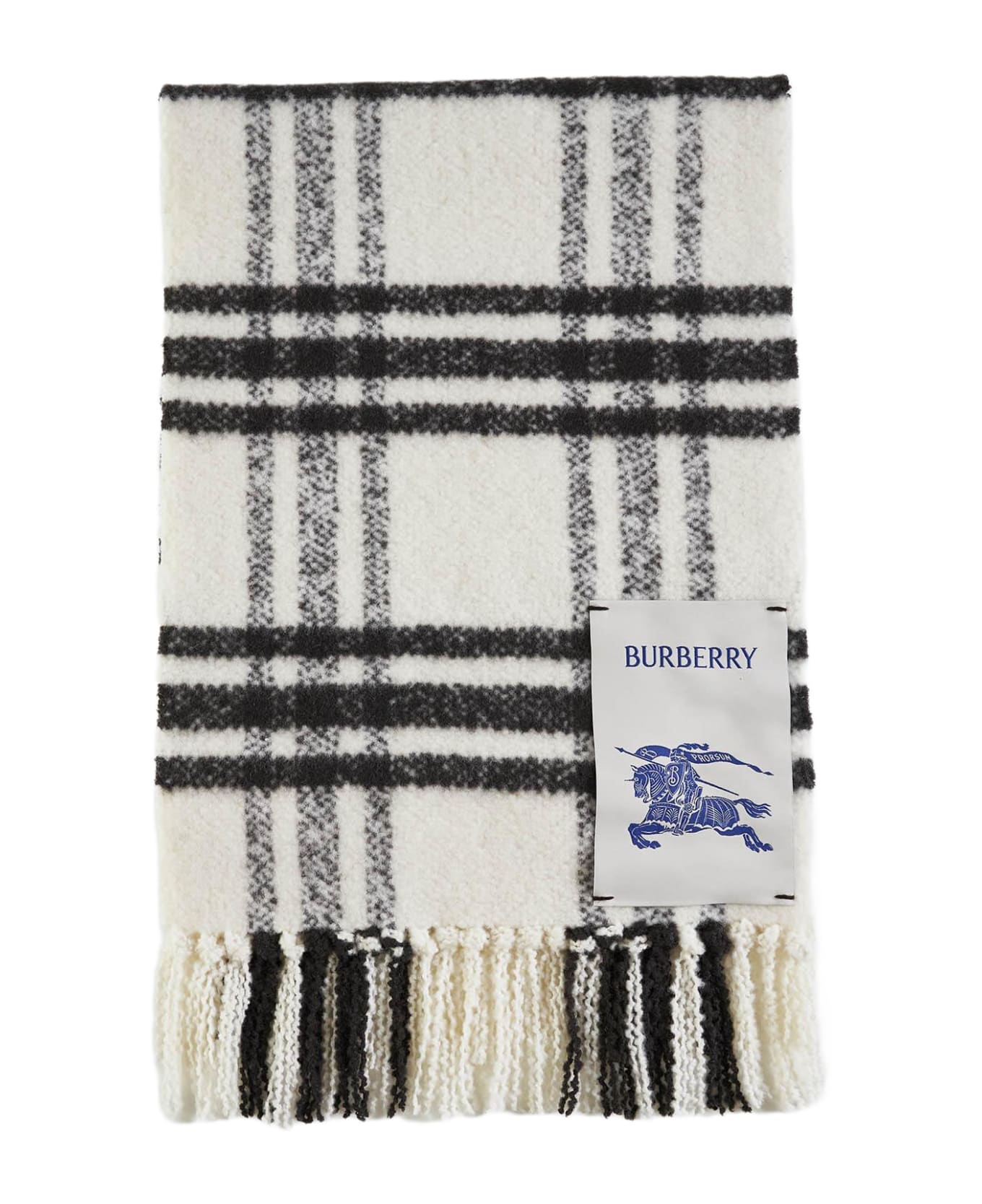 Burberry Check Wool Scarf - WHITE/BLACK
