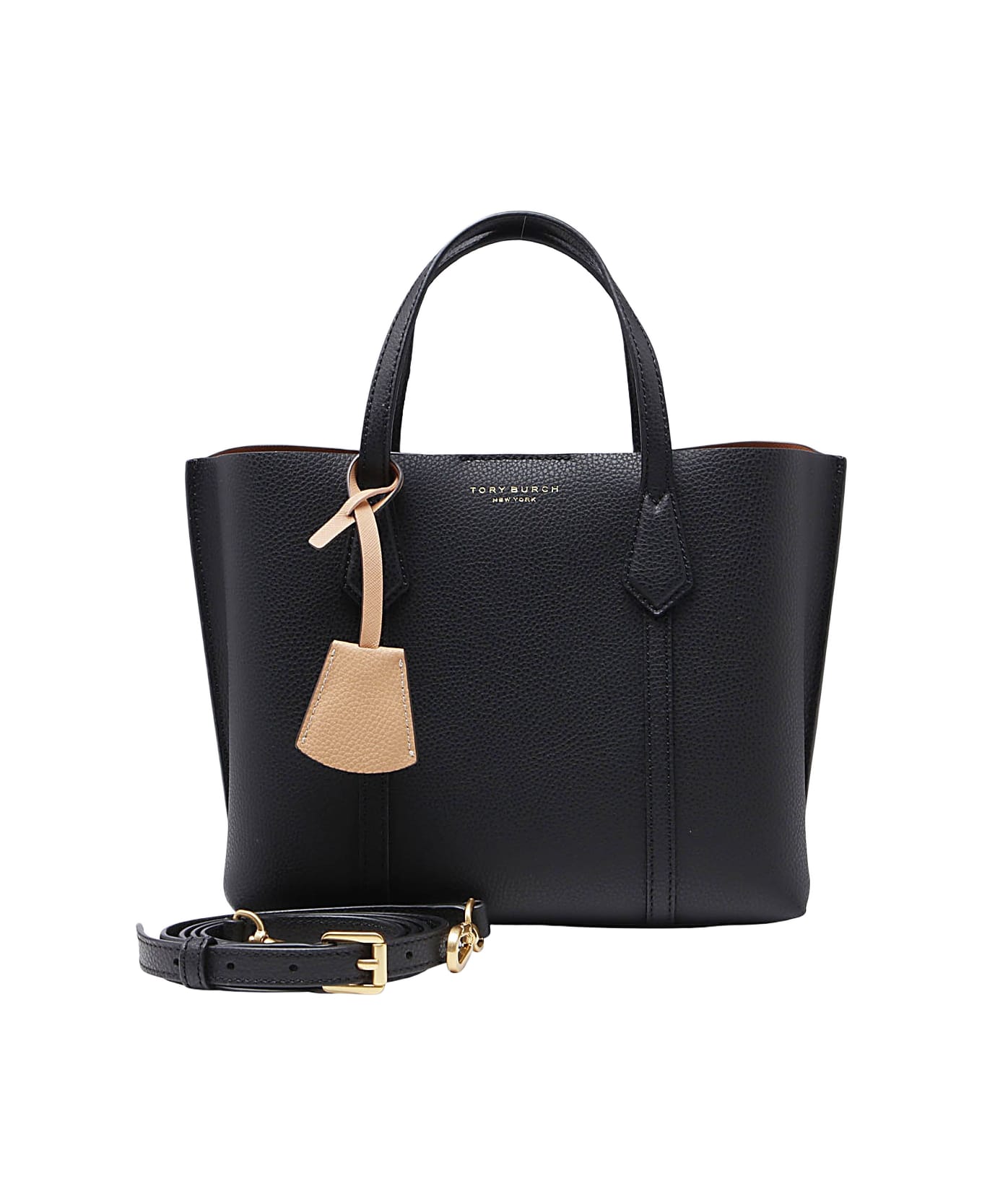 Tory Burch Black Leather Small Perry Tote Bag - Black