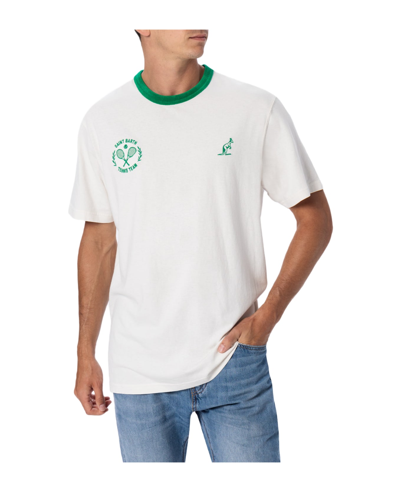 MC2 Saint Barth Man White Cotton T-shirt Dover With Australian Embroidery | Australian Brand Special Edition - WHITE