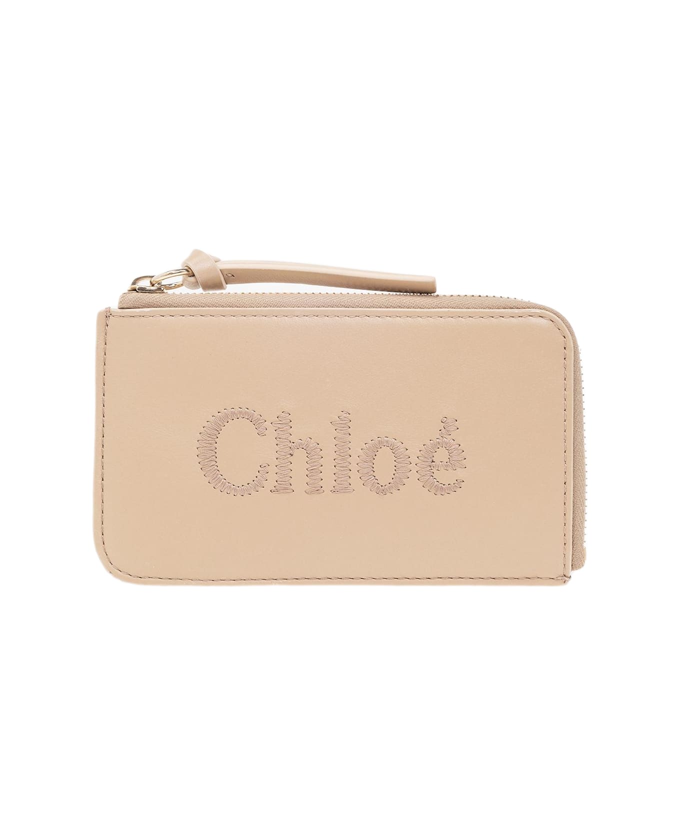 Chloé Leather Card Case - ARGIL BROWN