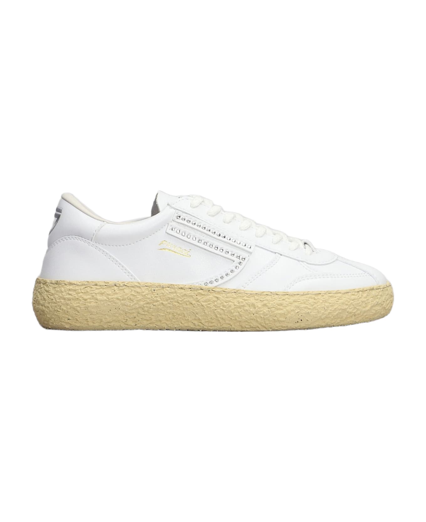 Puraai Stud Sneakers In White Leather - white