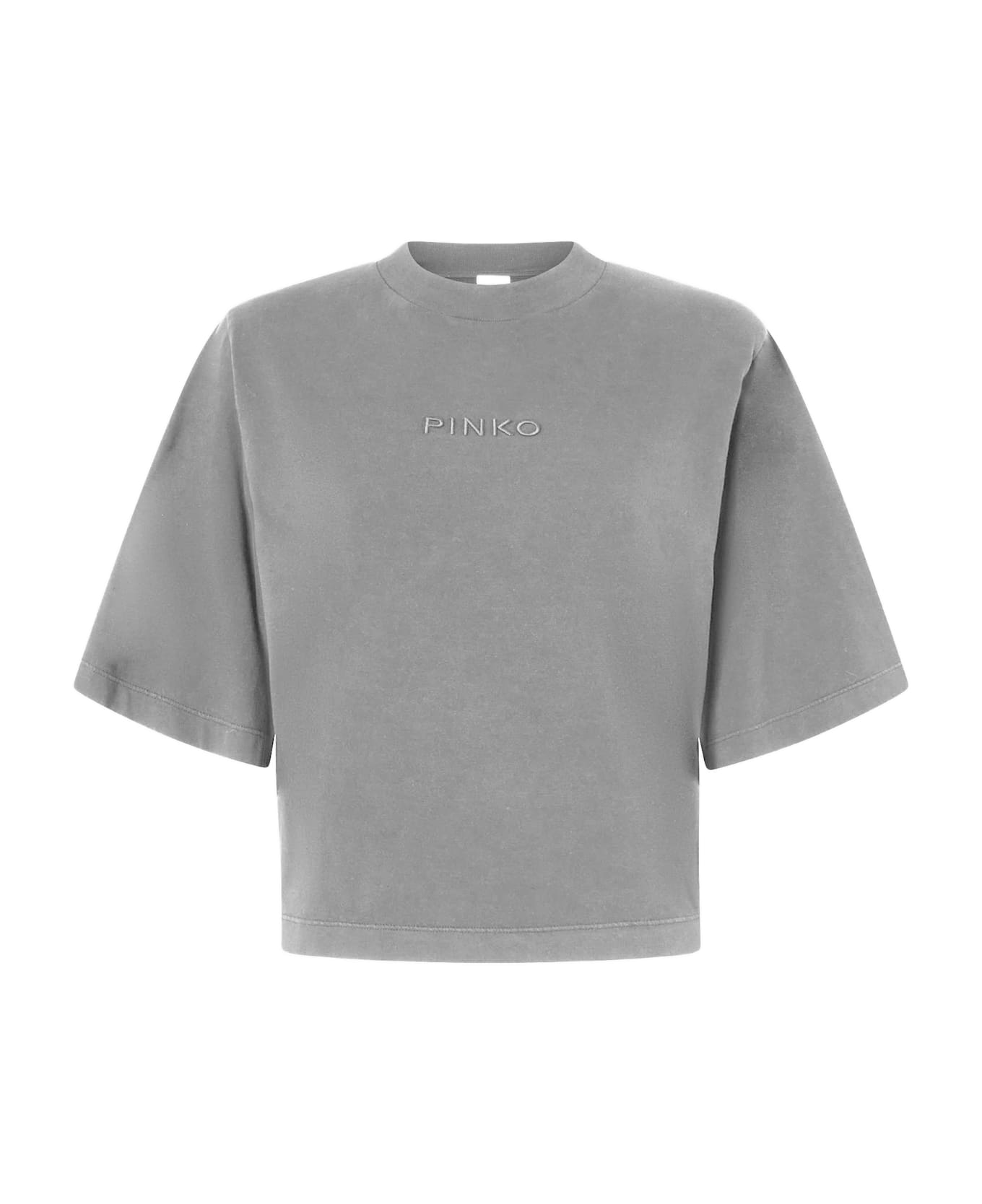 Pinko Cotton T-shirt With Logo - Grey