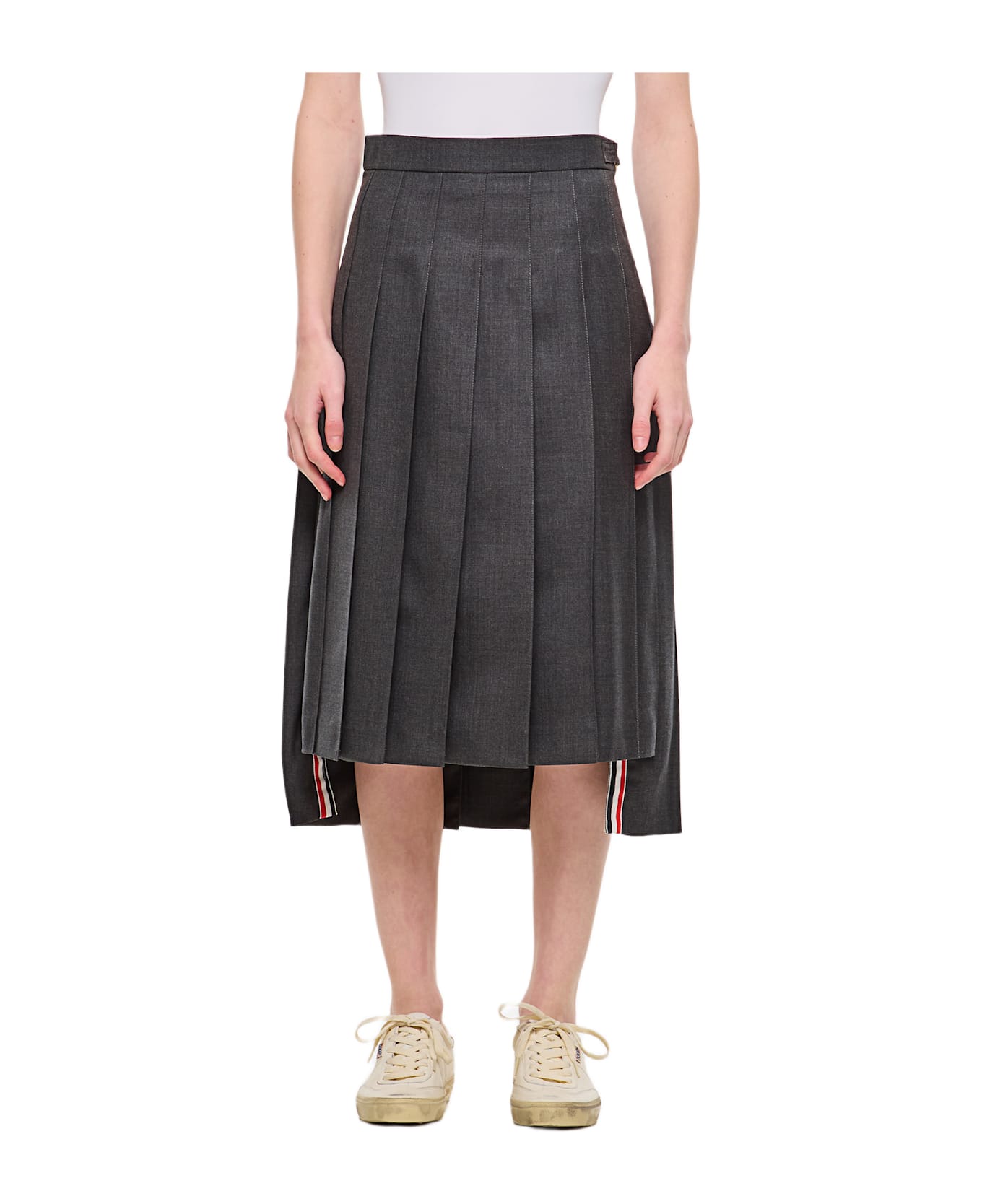 Thom Browne Pleated Midi Skirt - Grey