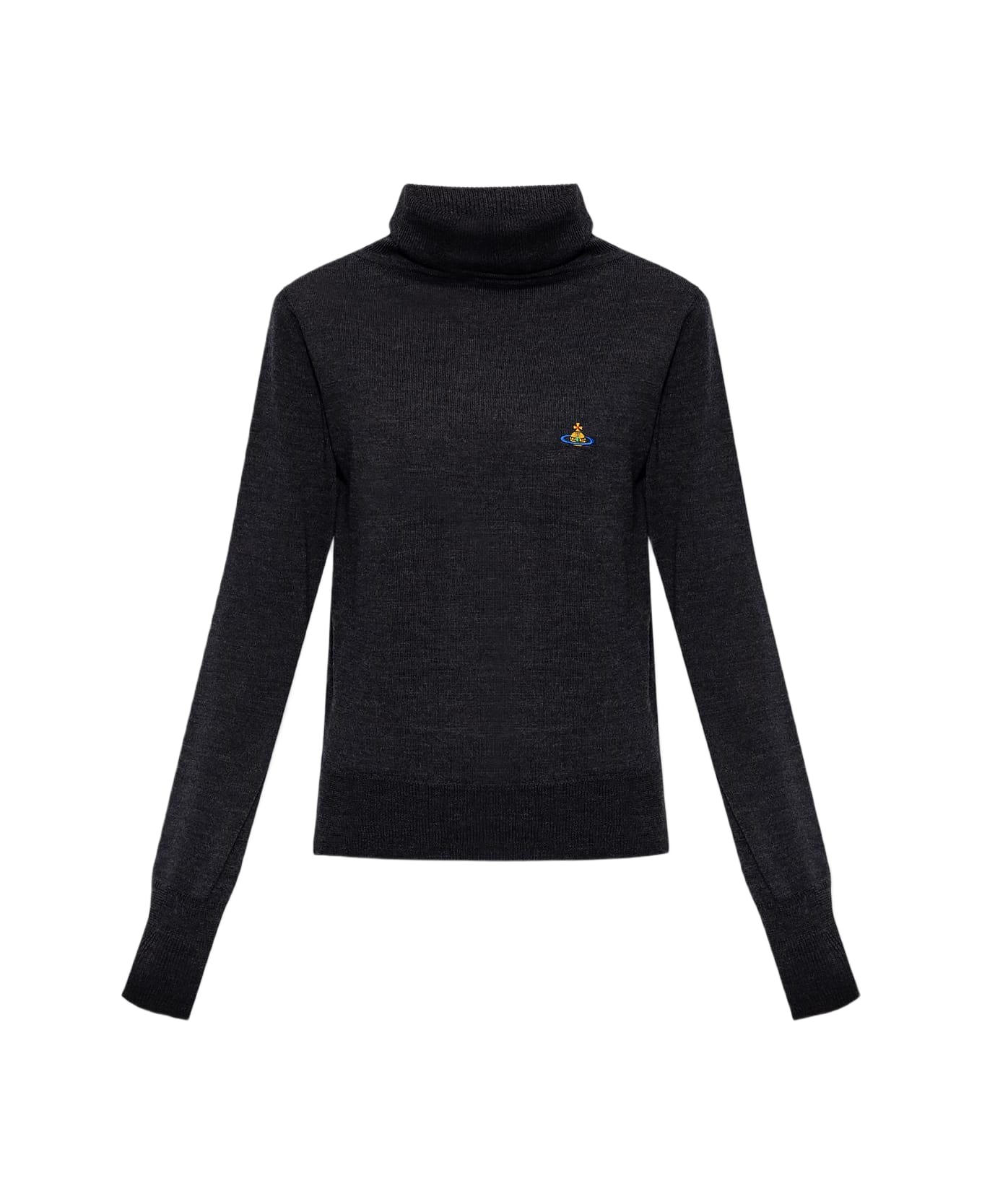 Vivienne Westwood 'giulia' Turtleneck Sweater With Logo - VINTAGE BLACK