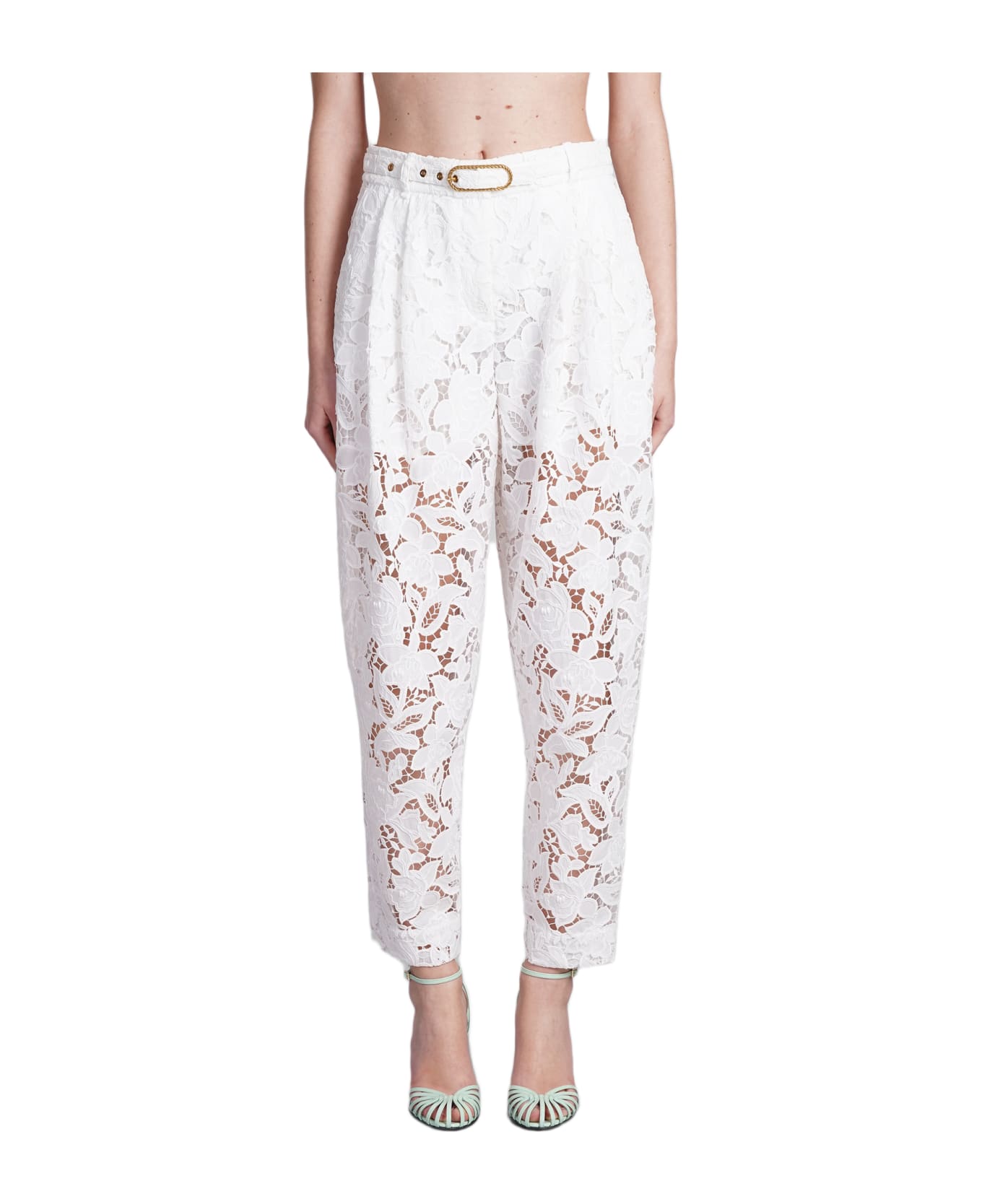 Zimmermann Pants In White Polyester - white ボトムス