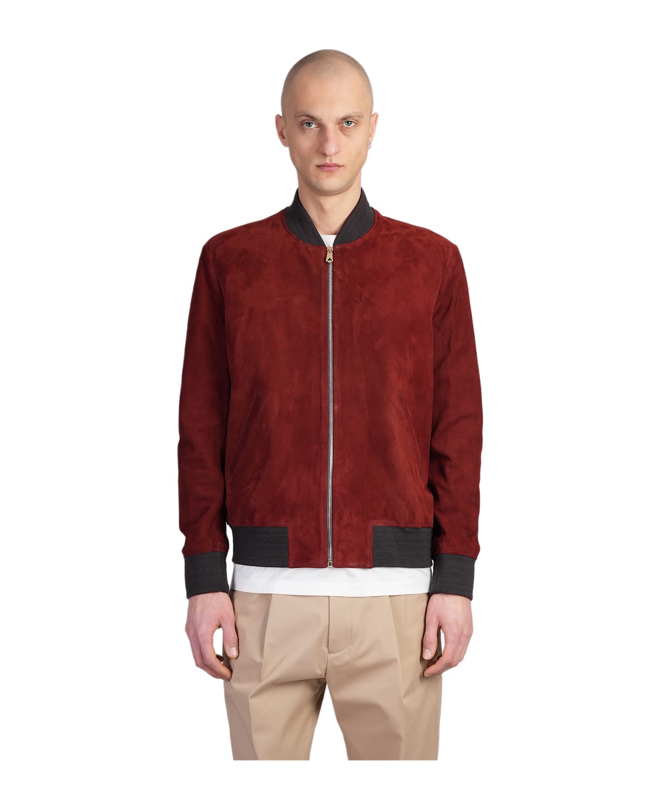 Paul Smith Bomber In Red Suede - red