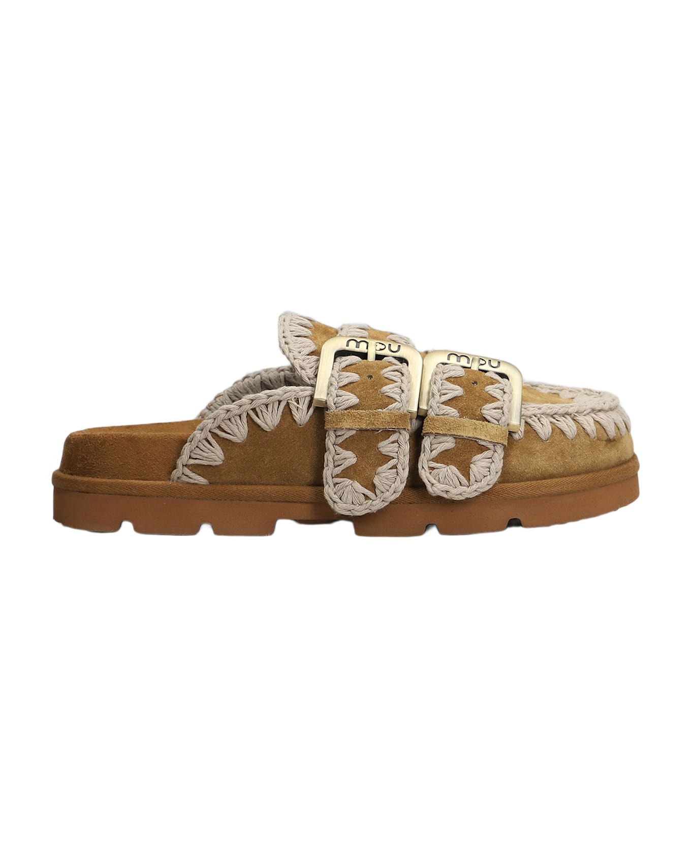 Mou Low Bio Sabot Slipper-mule In Leather Color Suede - leather color