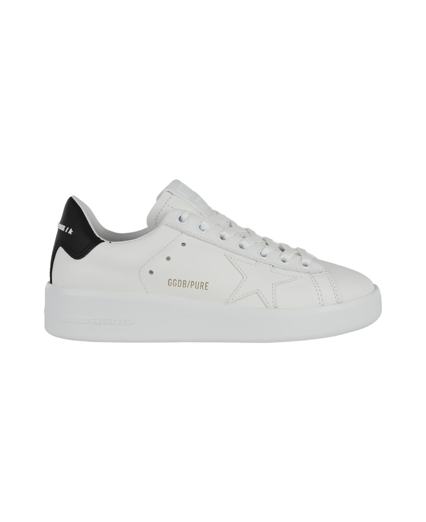 Golden Goose White And Black Leather Super Star Sneakers - Bianco