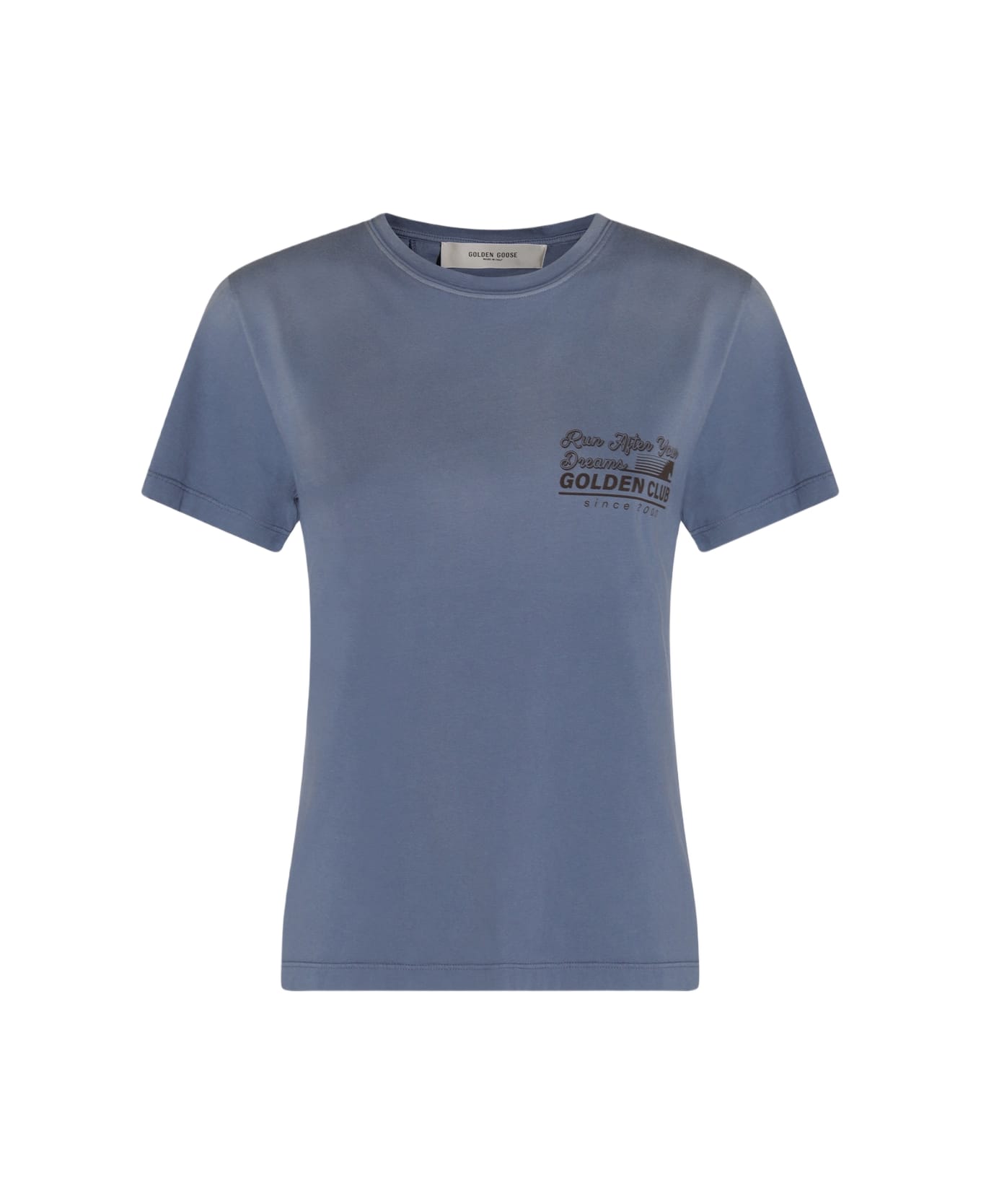 Golden Goose Blue Cotton T-shirt - CHINA BLUE