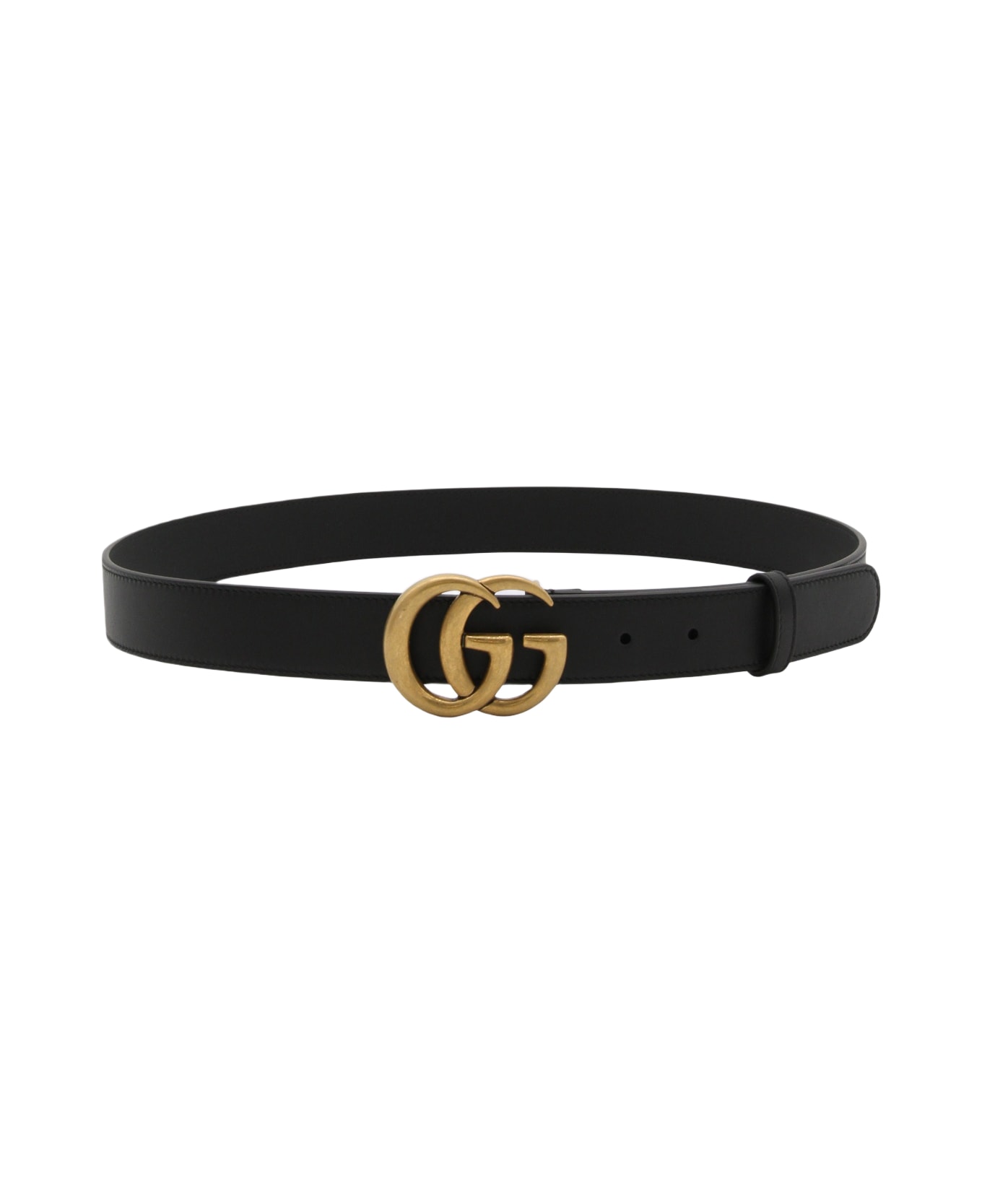 Gucci Black Leather Gg Belt - Black