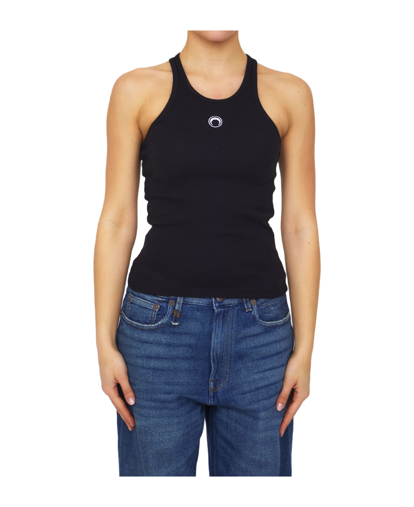 Marine Serre Moon Logo Tank Top - BLACK