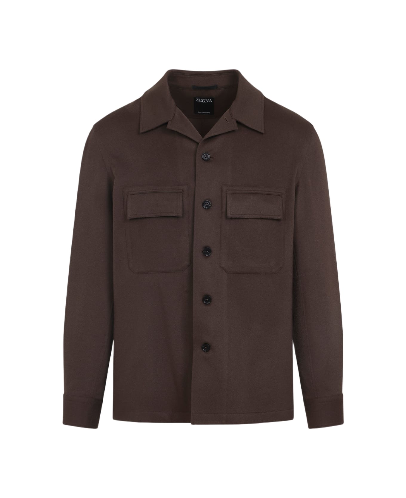 Zegna Cashmere Silk Overshirt - Marrone Medio Unito