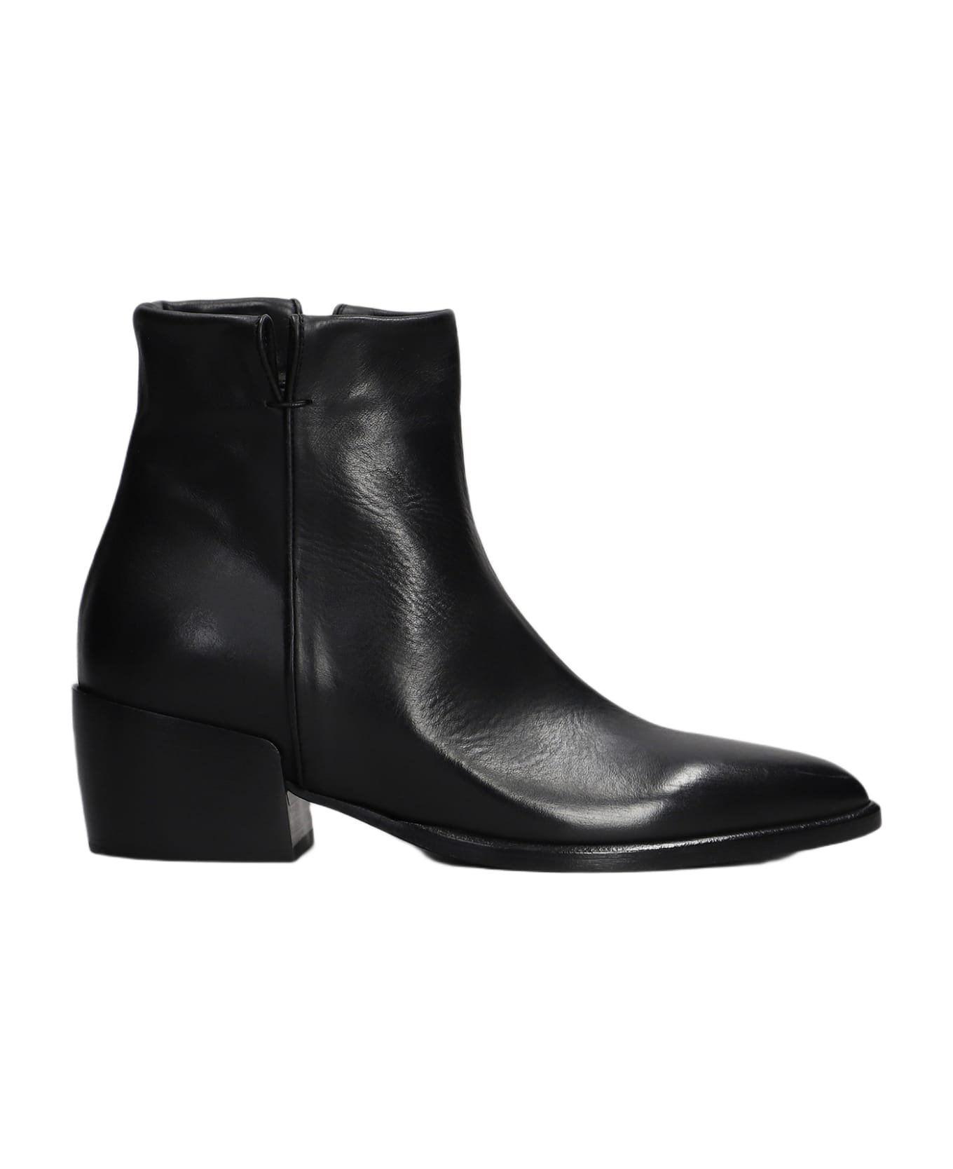 Elena Iachi Texan Ankle Boots In Black Leather - black ブーツ
