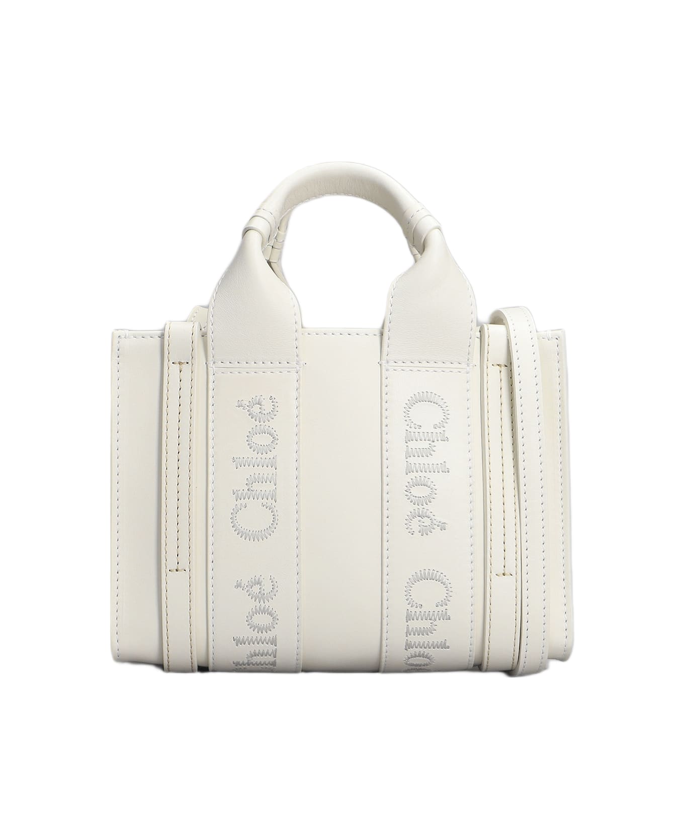 Chloé White Mini Woody Tote Bag - White