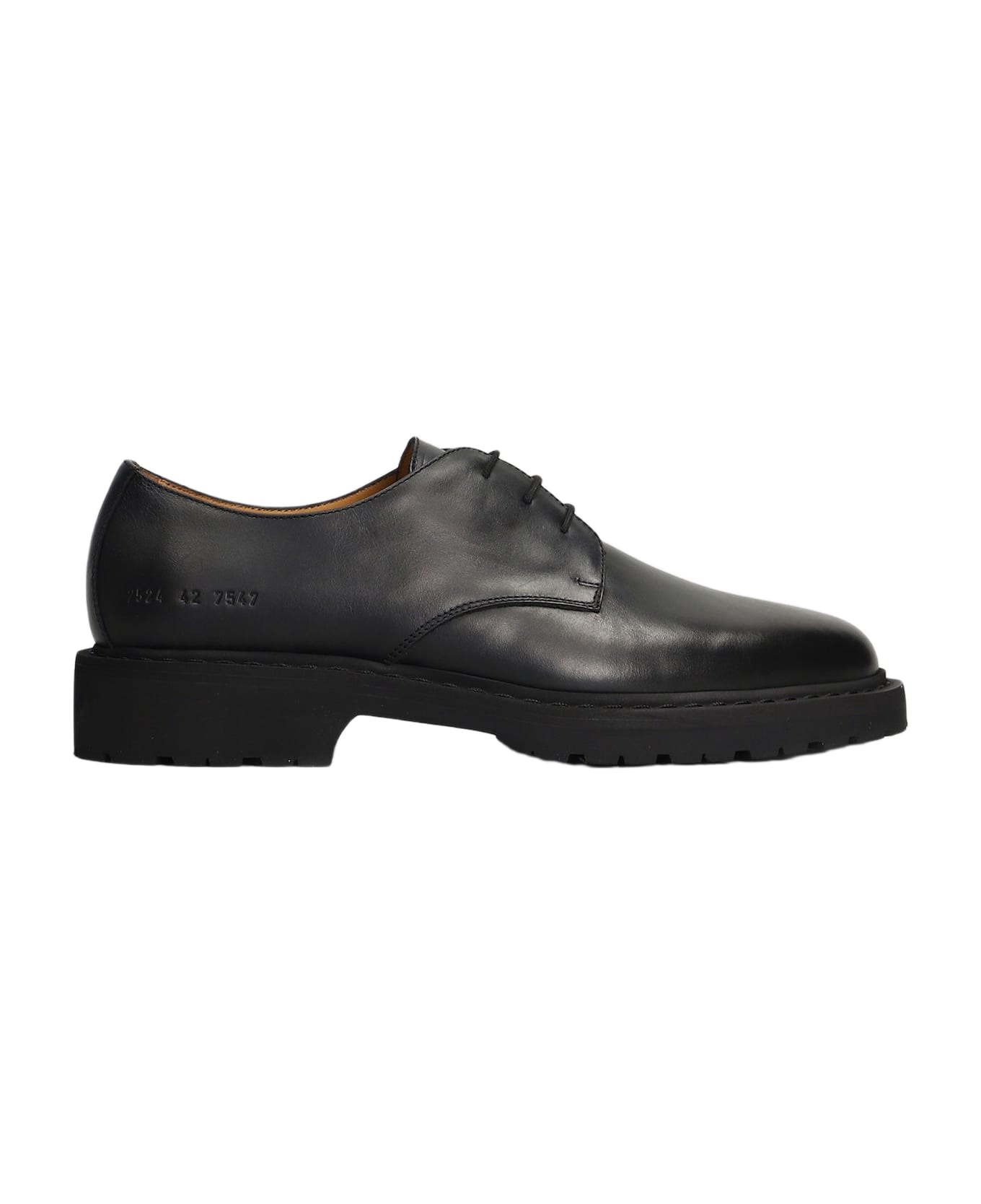 Common Projects Derby Lace Up Shoes In Black Leather - black
