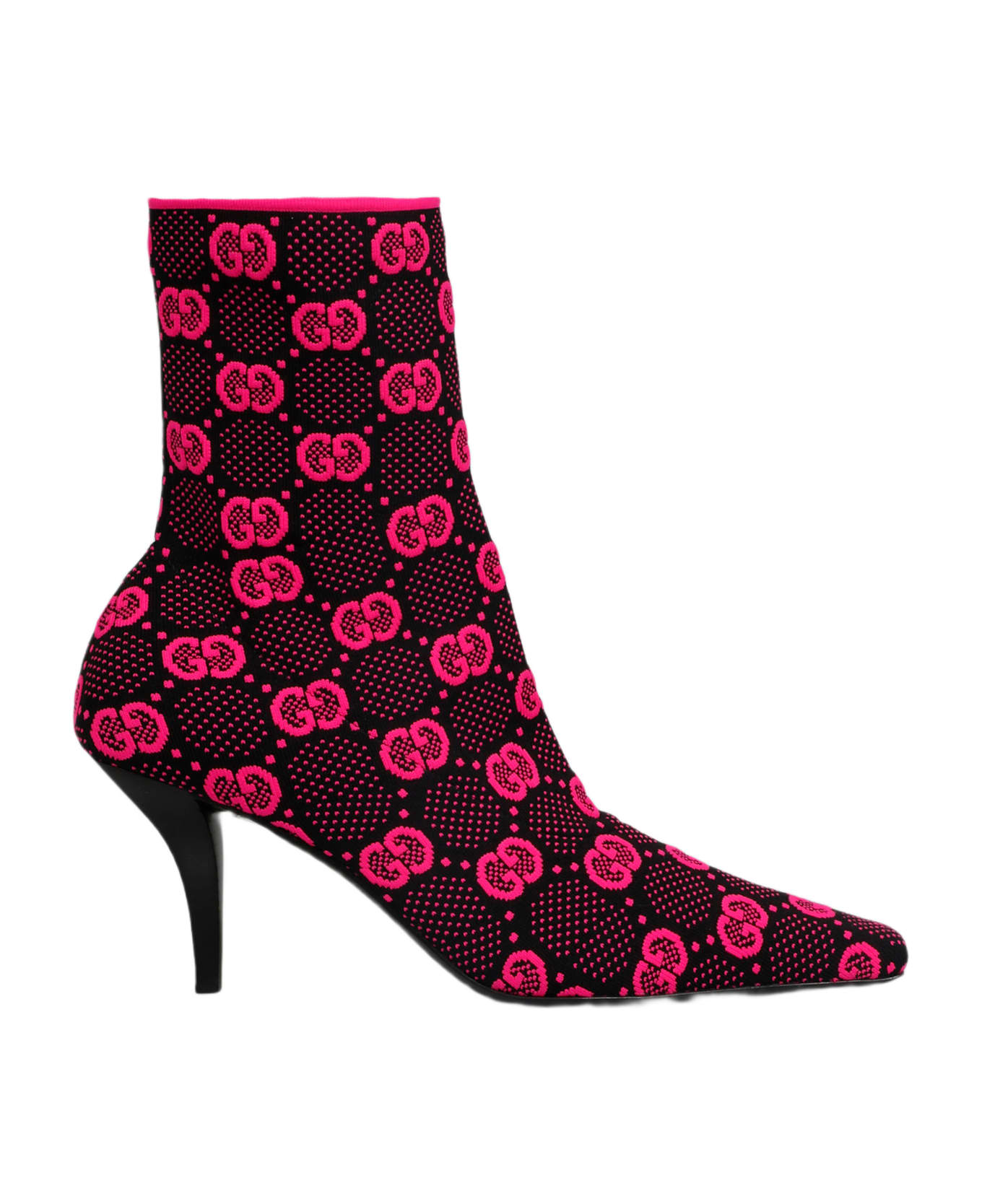 Gucci 'gg' Knitted Ankle Boots - Pink & Purple