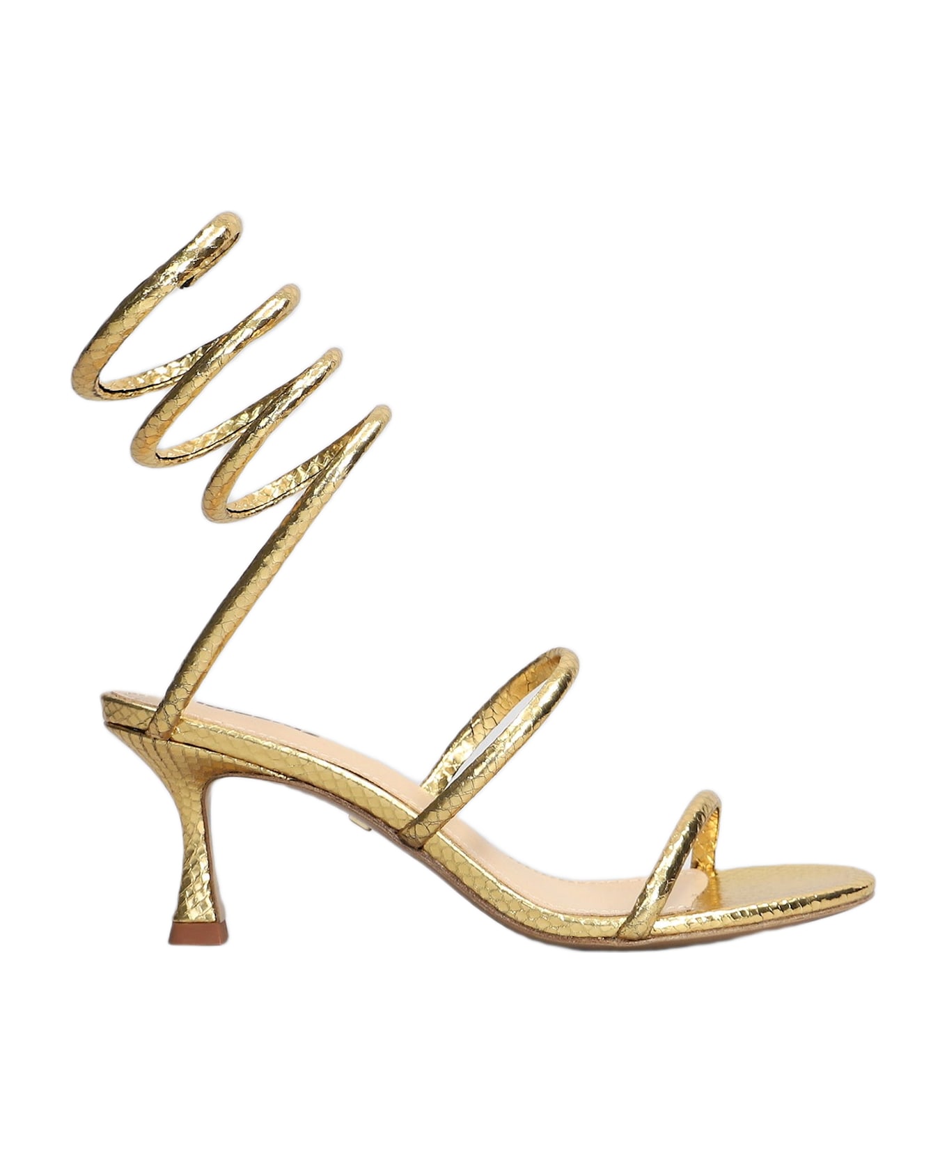 Lola Cruz Greta 65 Sandals In Gold Leather - gold