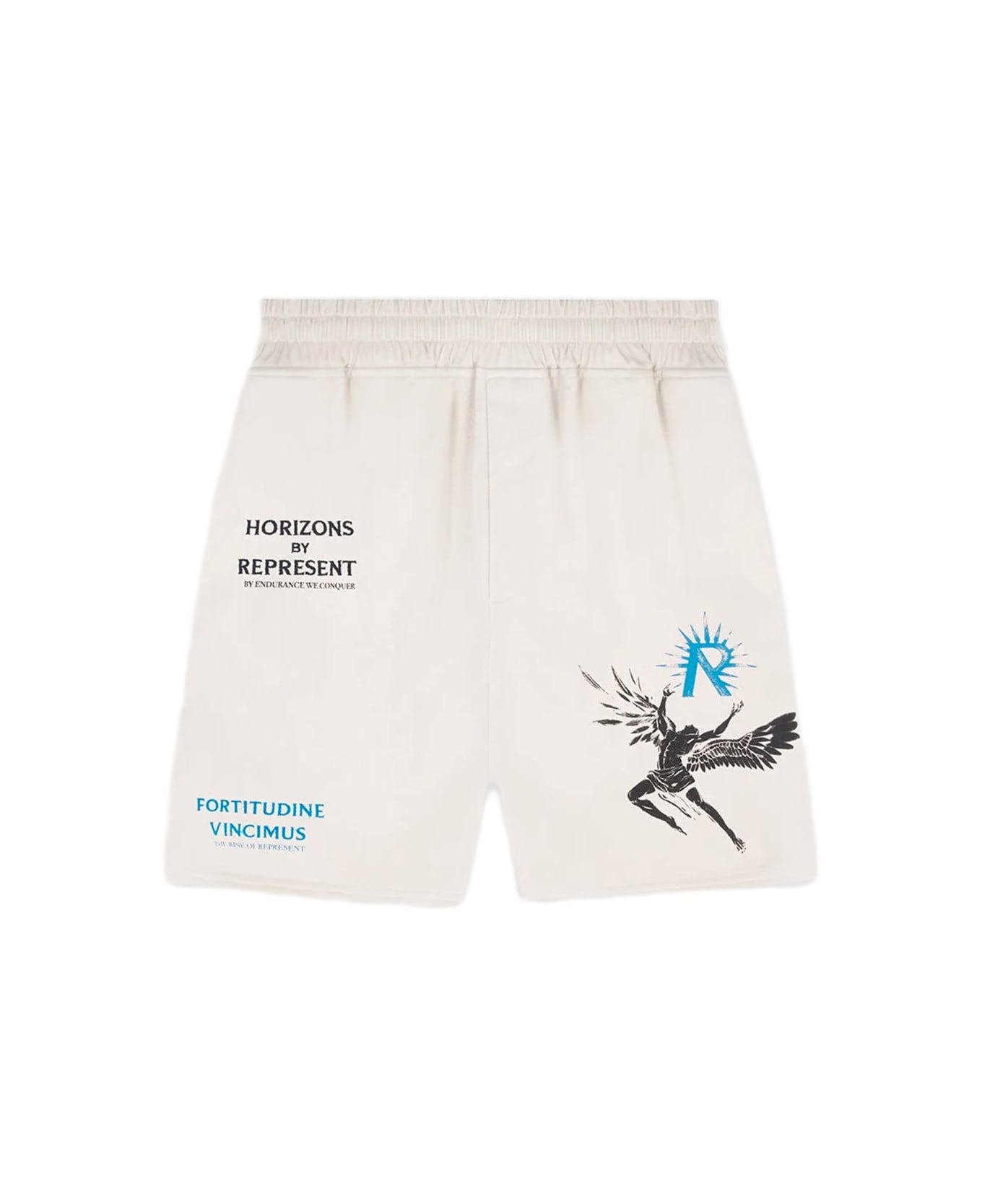 REPRESENT Icarus Short Off white lyocell shorts with Icarus graphic print and logo - Icarus Short - Panna