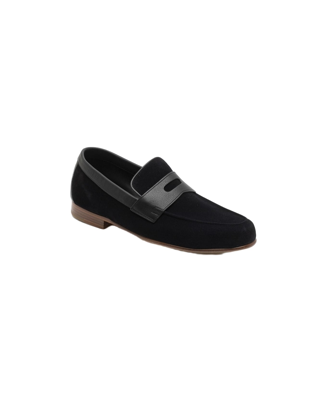 John Lobb Hendra Black Suede Penny Loafer