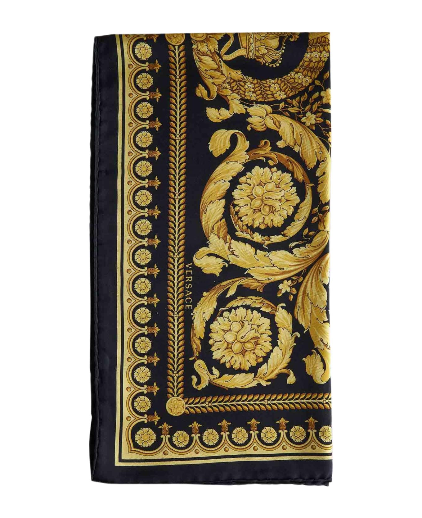 Versace Barocco Print Silk Scarf - YELLOW/BLACK