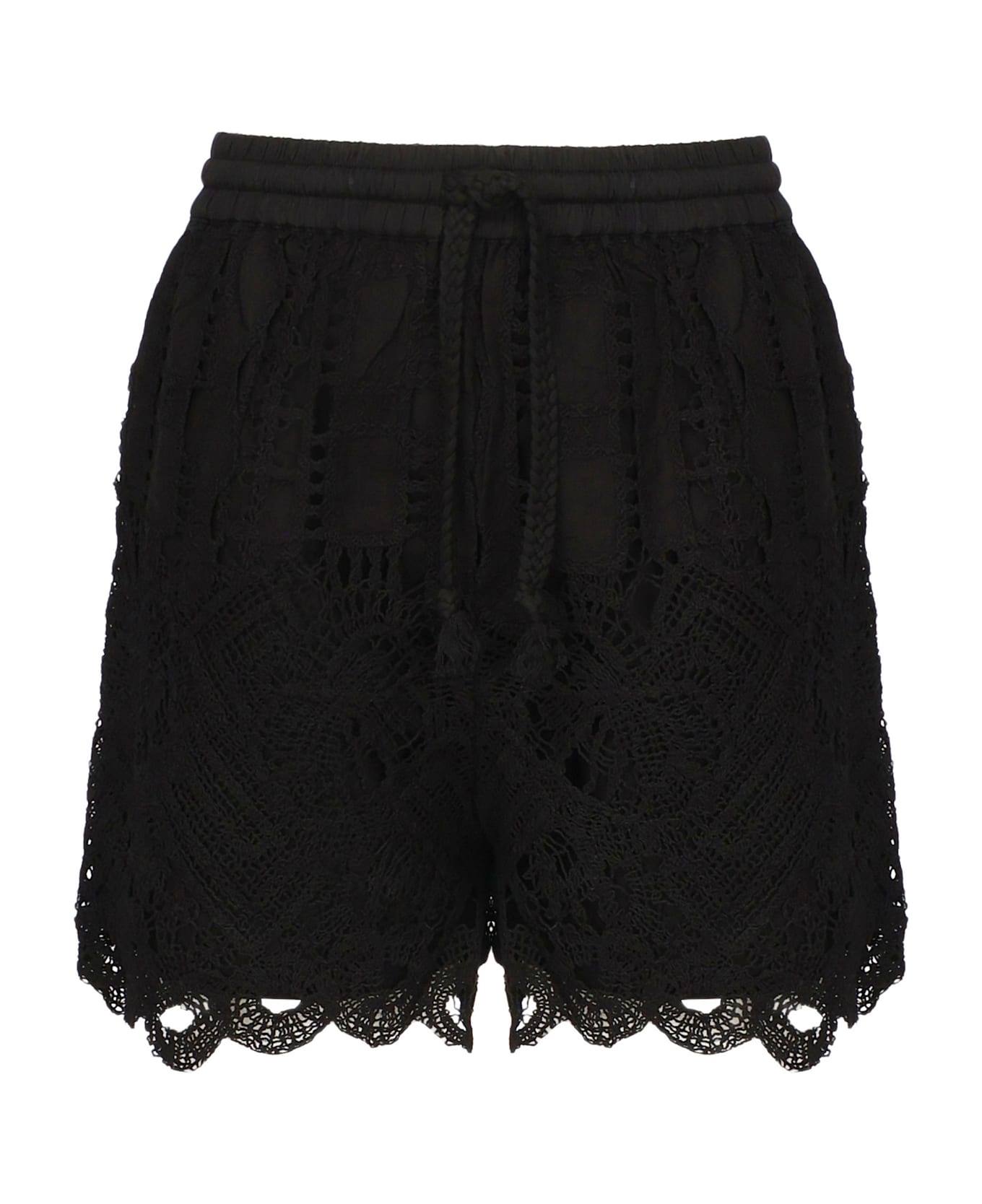 Pinko Macramé Openwork Shorts - Black
