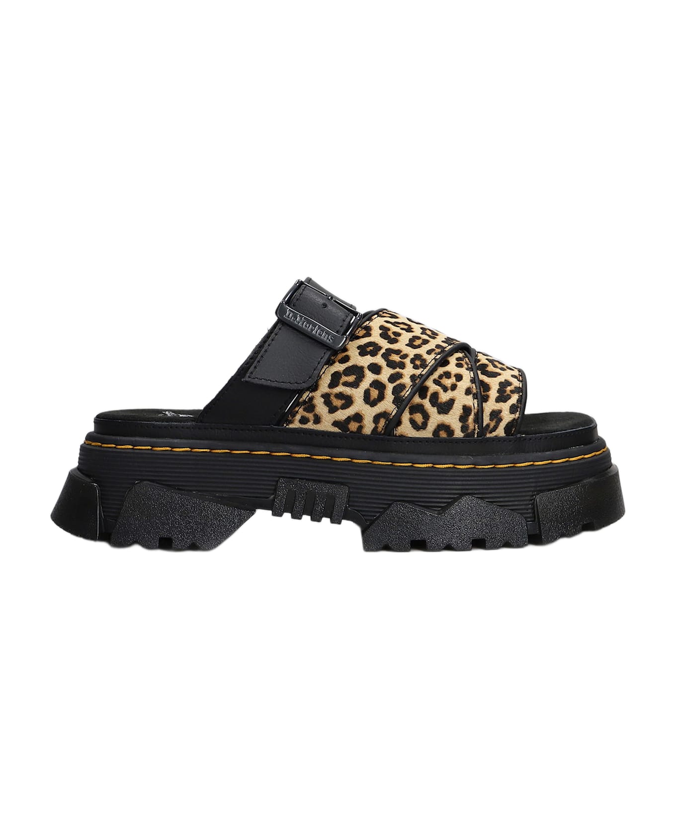 Dr. Martens Mattison Slide Slipper-mule In Black Leather - black