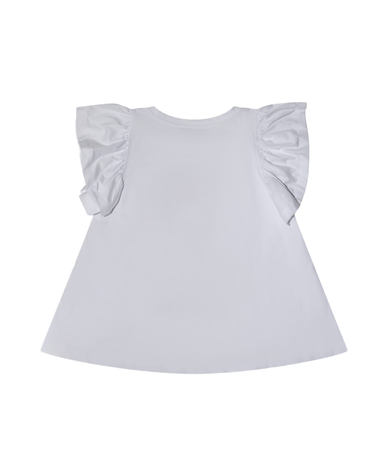 Monnalisa White Cotton T-shirt - White Tシャツ＆ポロシャツ
