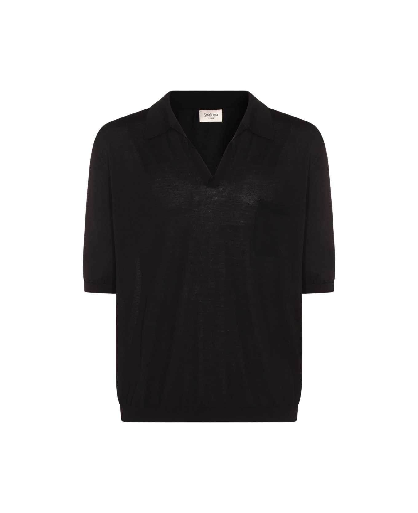 Saint Laurent Black Wool Polo Shirt - Black