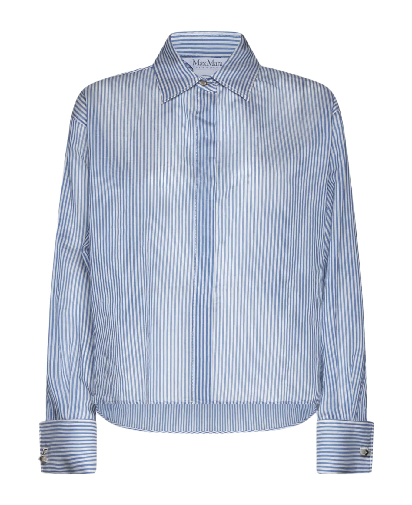 Max Mara Vertigo Cotton And Silk Shirt - Light blue