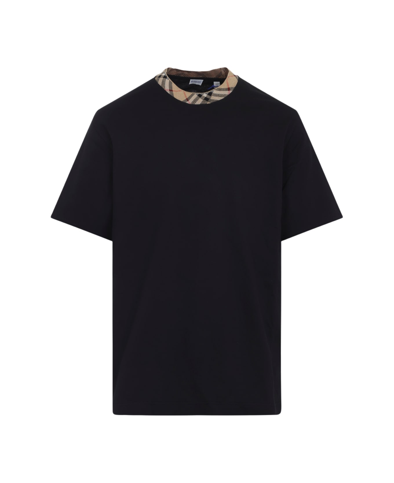 Burberry Ryan Check Collar T-shirt - Black