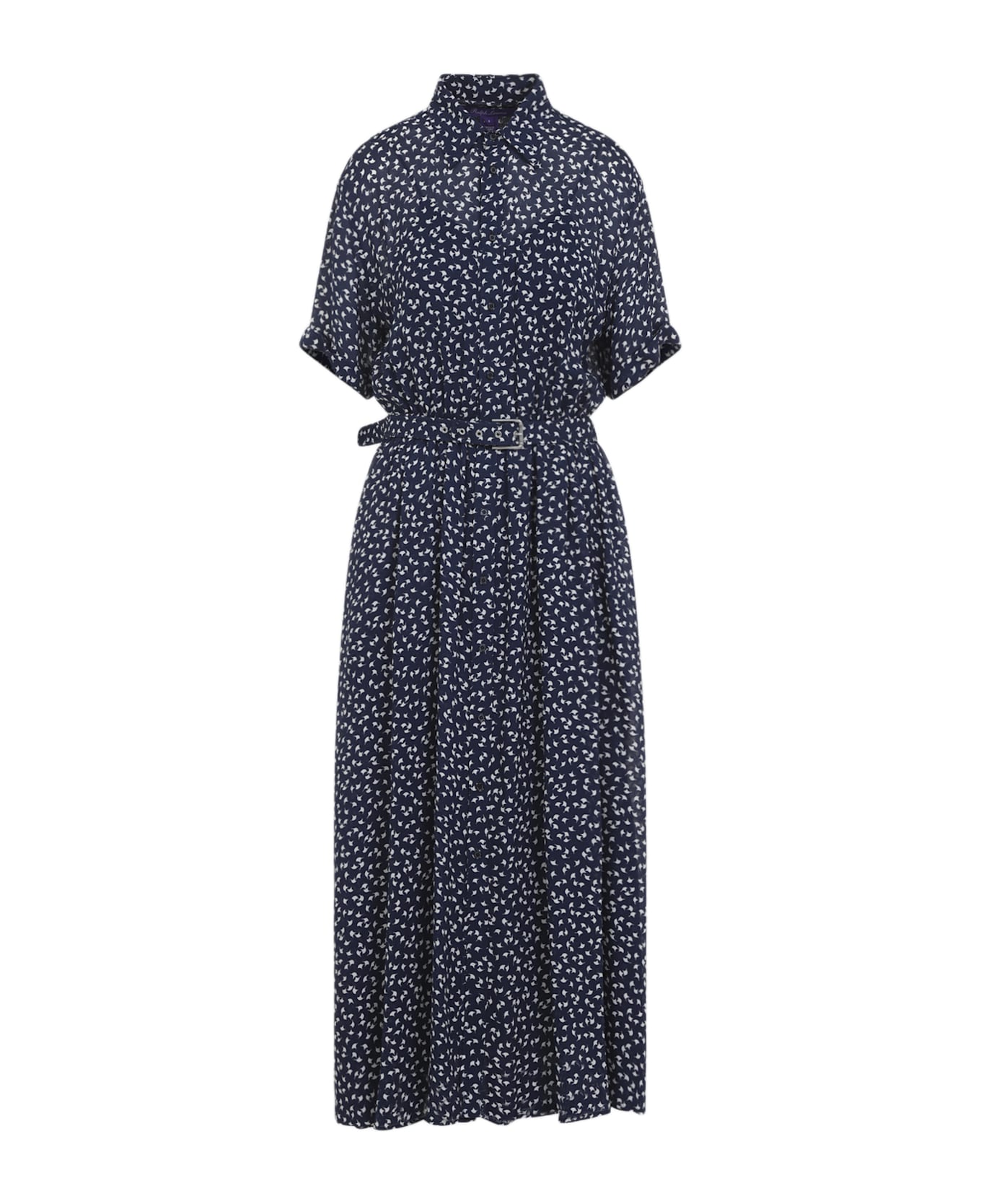 Ralph Lauren Sura Short Sleeves Dress - Bright Navy Cream