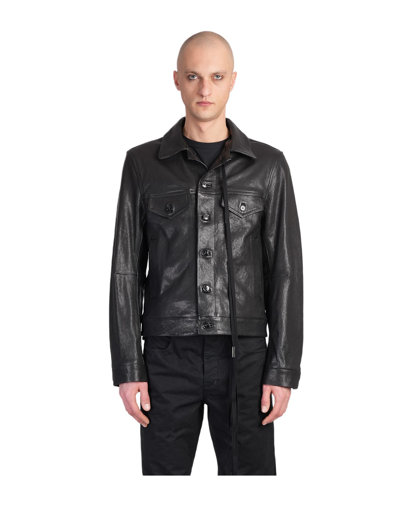 Ann Demeulemeester Ebbe Leather Jacket In Black Leather - black